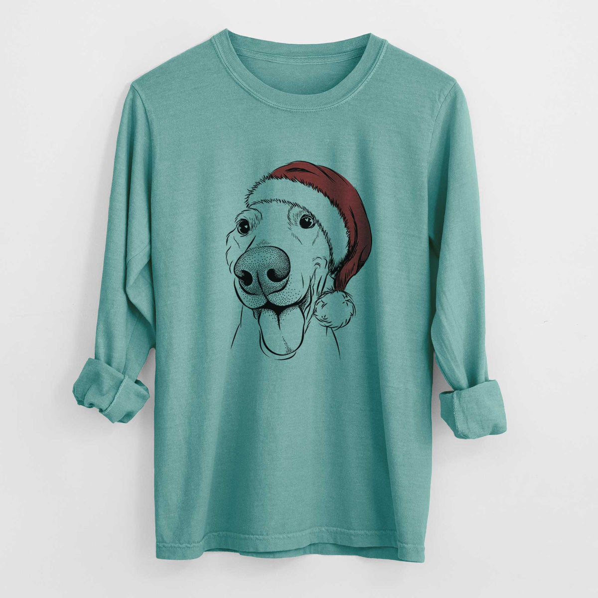 Santa Buddy the Buddy the Sato / American Village Dog - Heavyweight 100% Cotton Long Sleeve