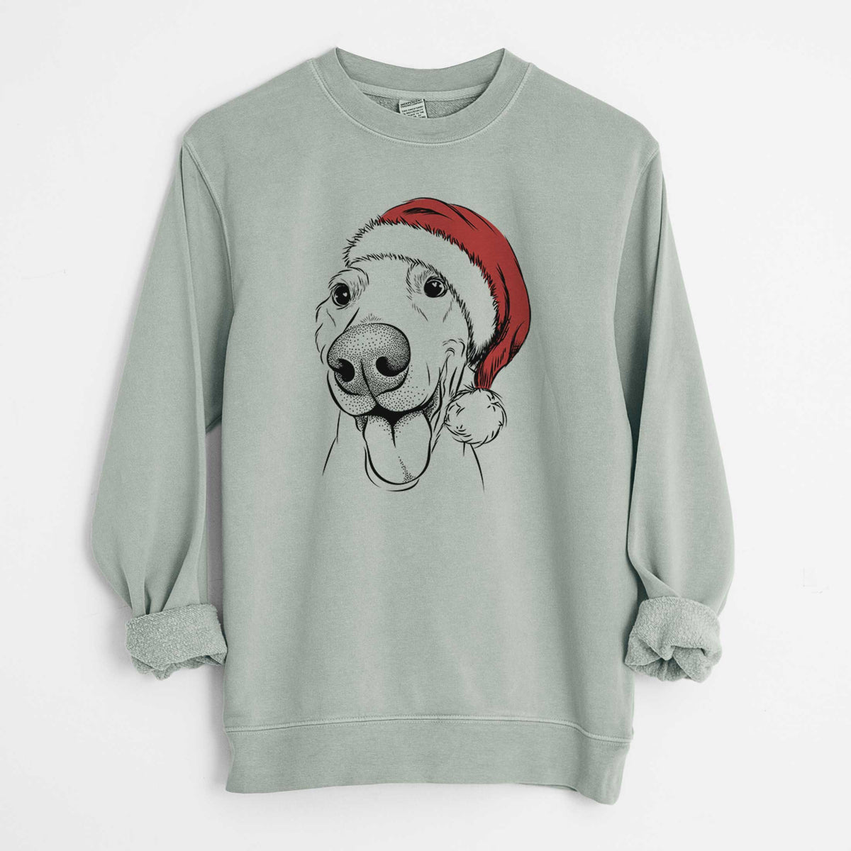Santa Buddy the Buddy the Sato / American Village Dog - Unisex Pigment Dyed Crew Sweatshirt