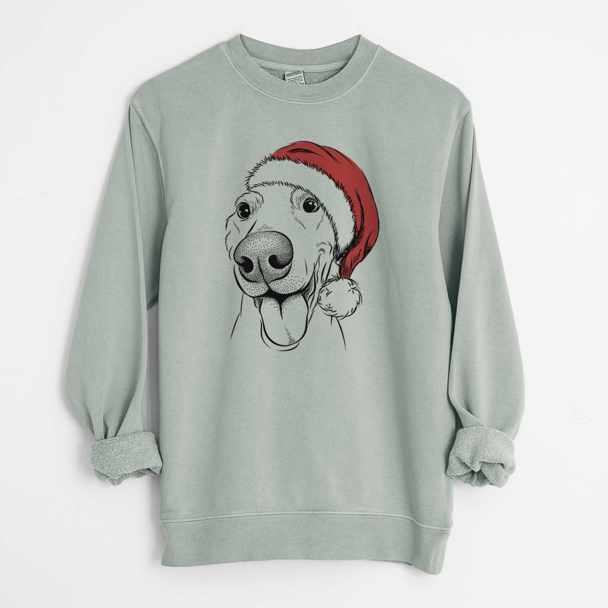 Santa Buddy the Buddy the Sato / American Village Dog - Unisex Pigment Dyed Crew Sweatshirt