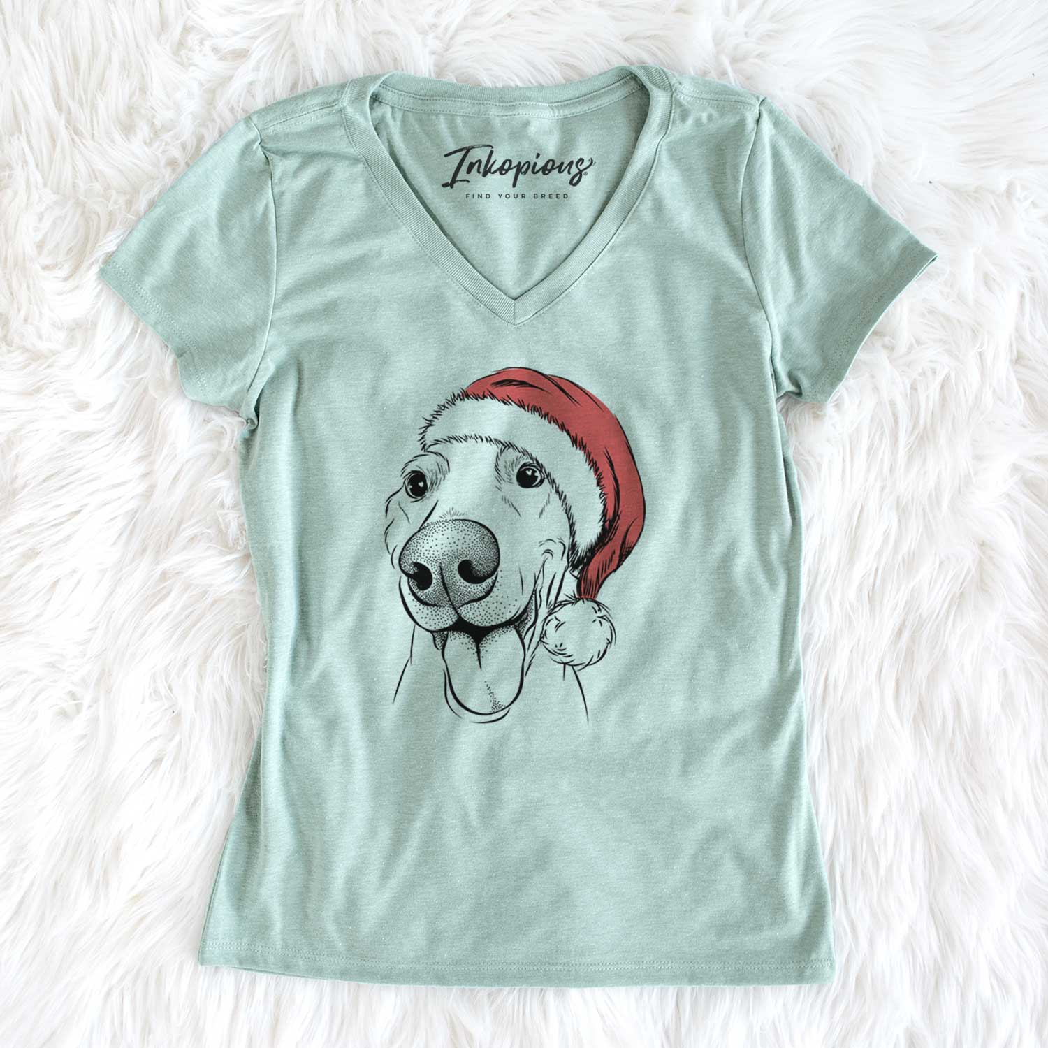 Santa Buddy the Buddy the Sato / American Village Dog - Women's V-neck Shirt