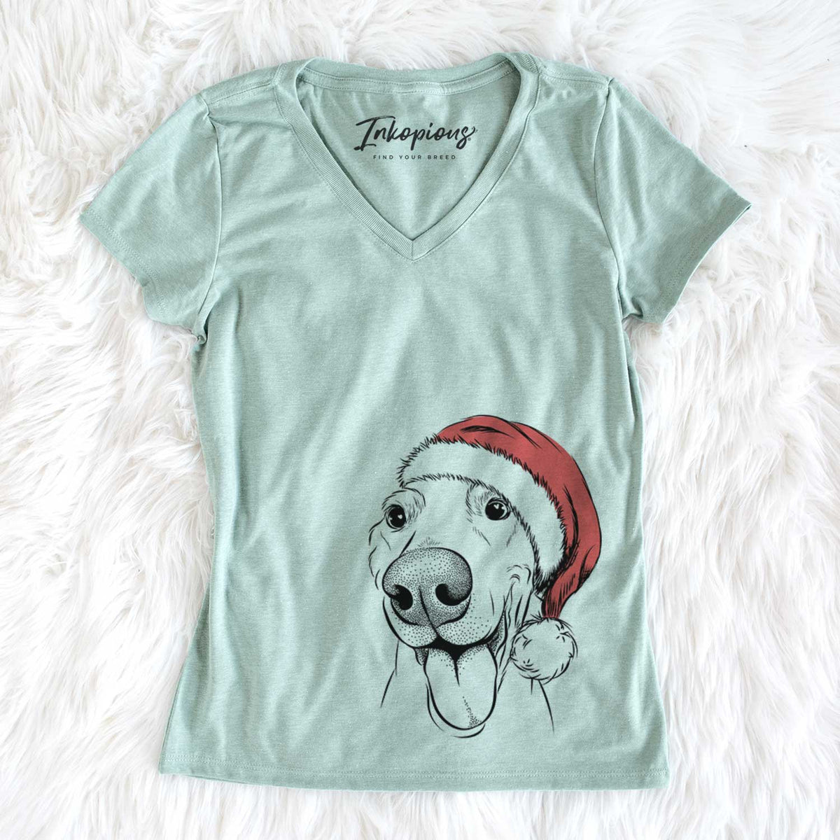 Santa Buddy the Buddy the Sato / American Village Dog - Women&#39;s V-neck Shirt