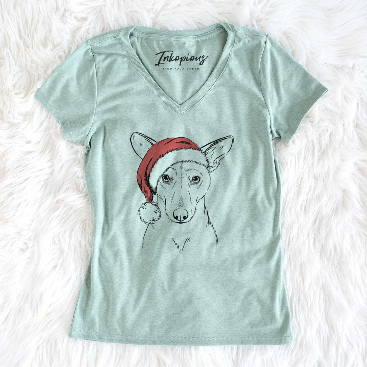 Santa Buff the Dorgi - Women's V-neck Shirt