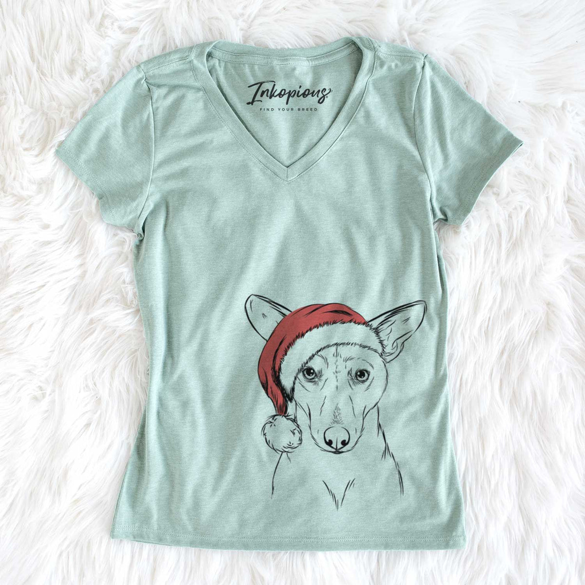 Santa Buff the Dorgi - Women's V-neck Shirt