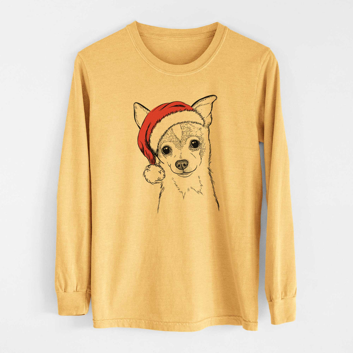 Santa Buggy the Chihuahua - Heavyweight 100% Cotton Long Sleeve