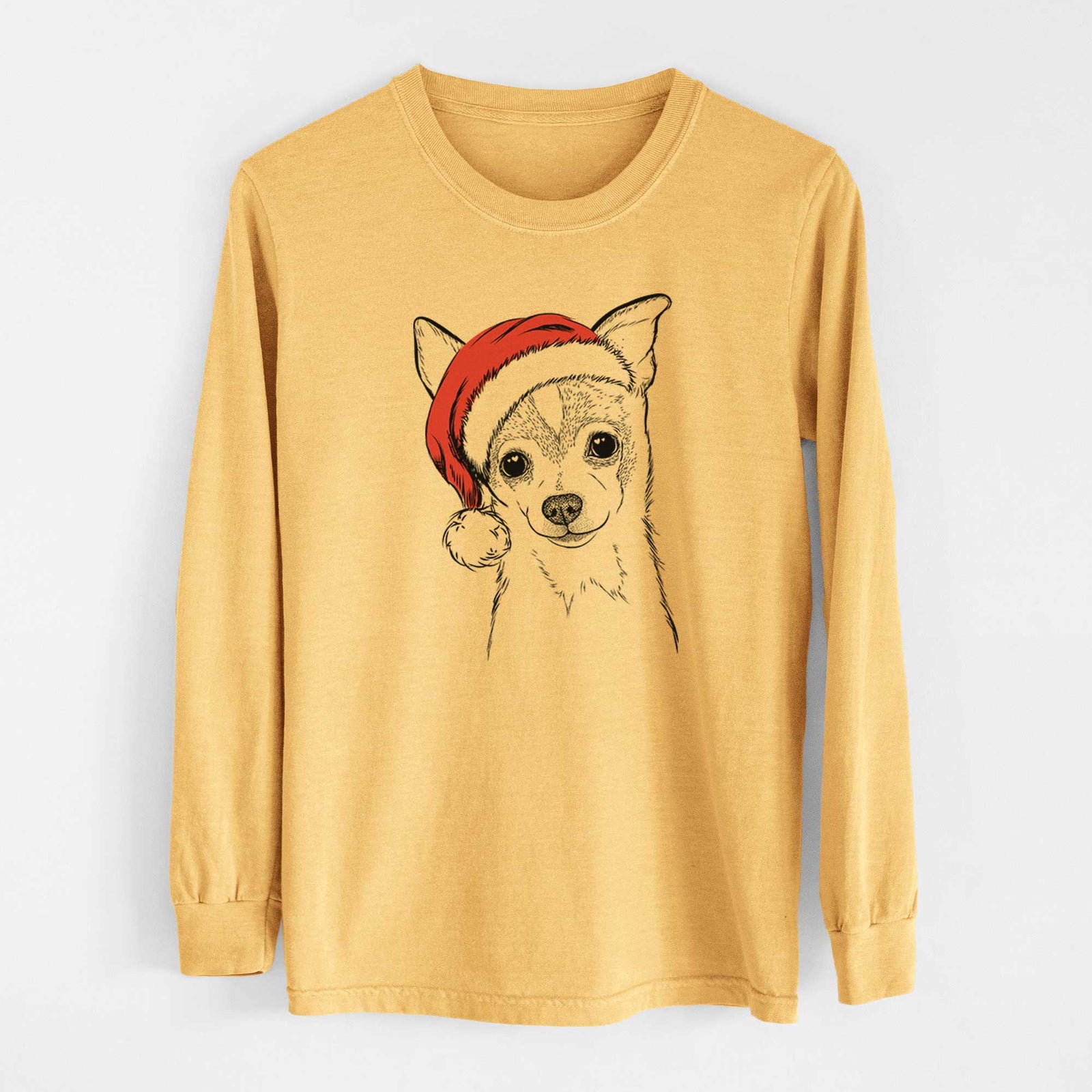 Santa Buggy the Chihuahua - Heavyweight 100% Cotton Long Sleeve