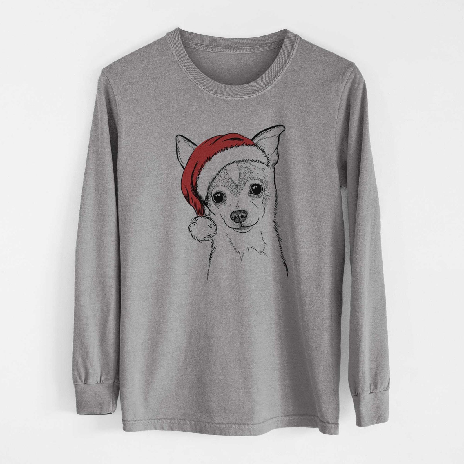 Santa Buggy the Chihuahua - Heavyweight 100% Cotton Long Sleeve