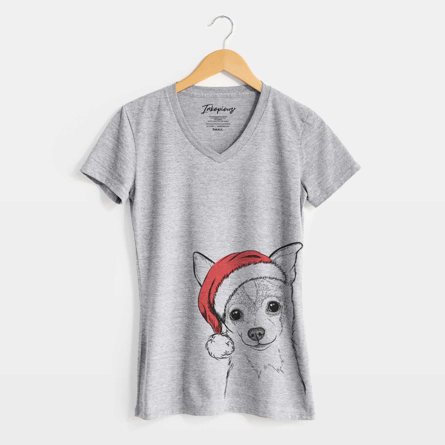 Santa Buggy the Chihuahua - Women's V-neck Shirt