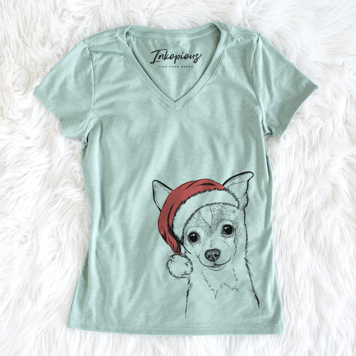 Santa Buggy the Chihuahua - Women&#39;s V-neck Shirt