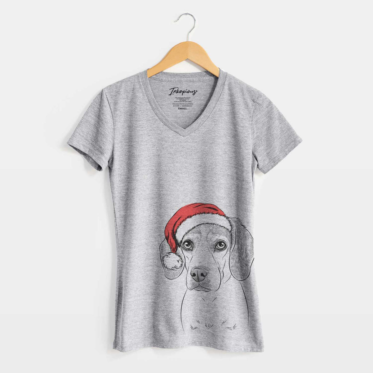Santa Bumbee the Beagle - Women's V-neck Shirt