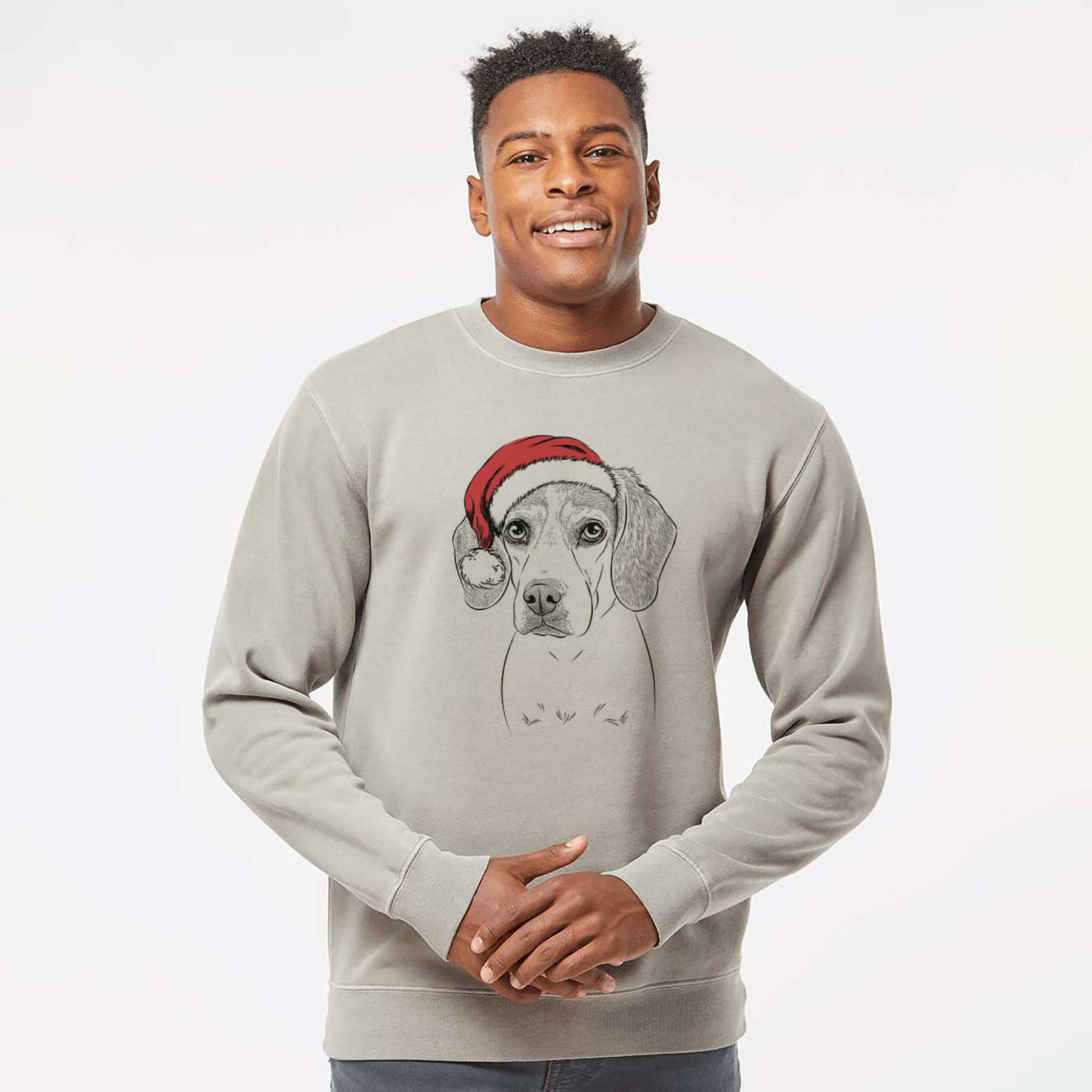 Santa Bumbee the Beagle - Unisex Pigment Dyed Crew Sweatshirt