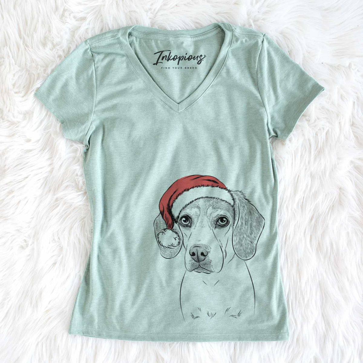 Santa Bumbee the Beagle - Women&#39;s V-neck Shirt