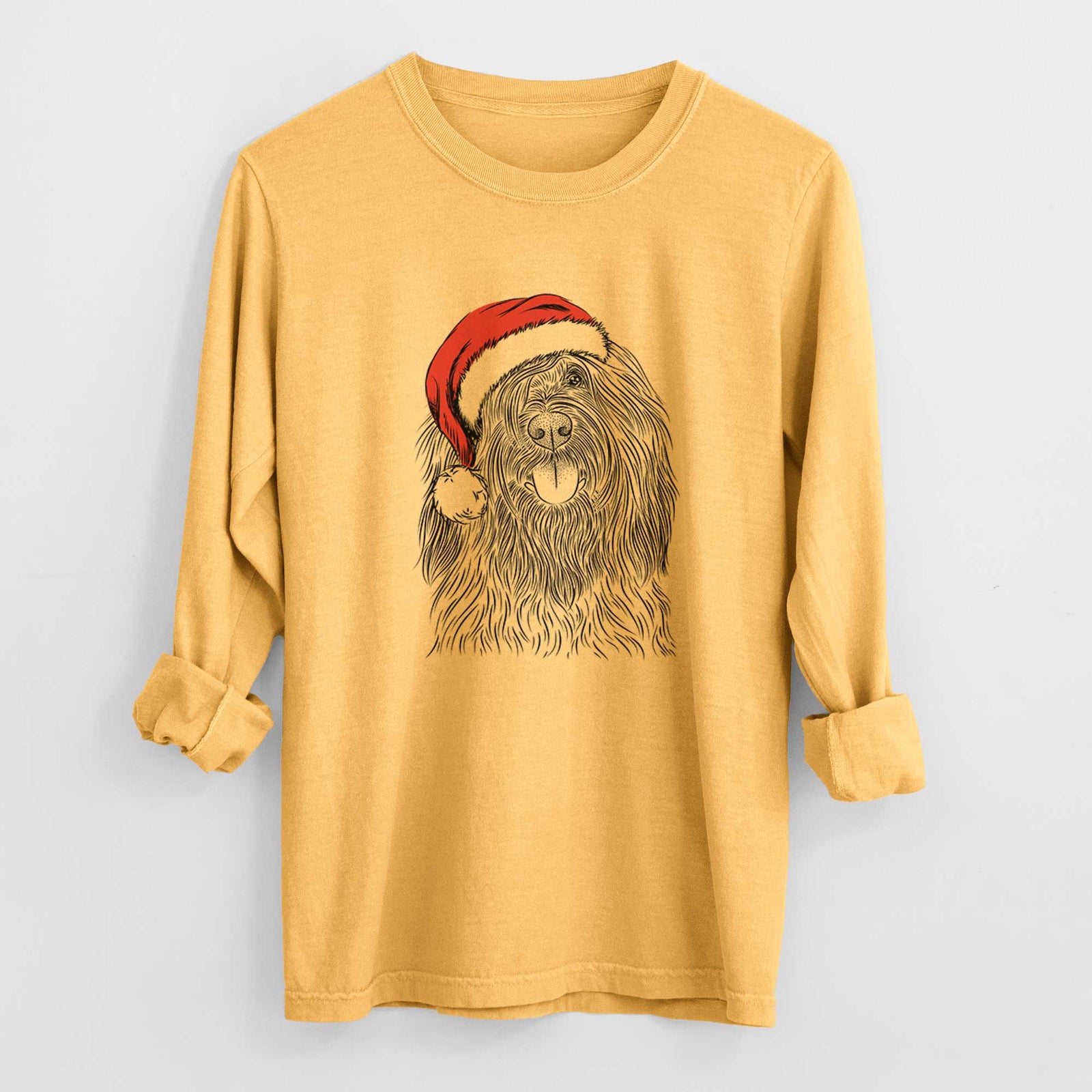 Santa Bundy the Briard - Heavyweight 100% Cotton Long Sleeve