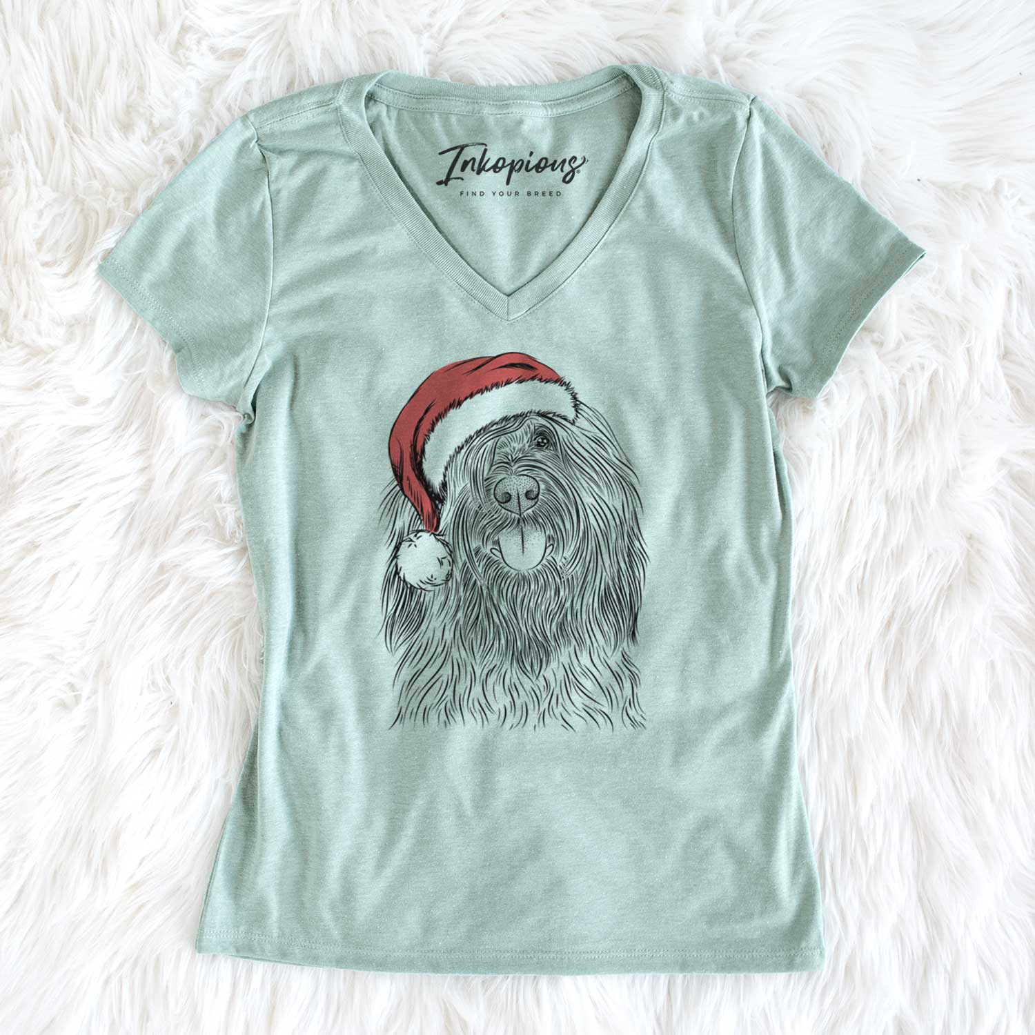 Santa Bundy the Briard - Women's V-neck Shirt