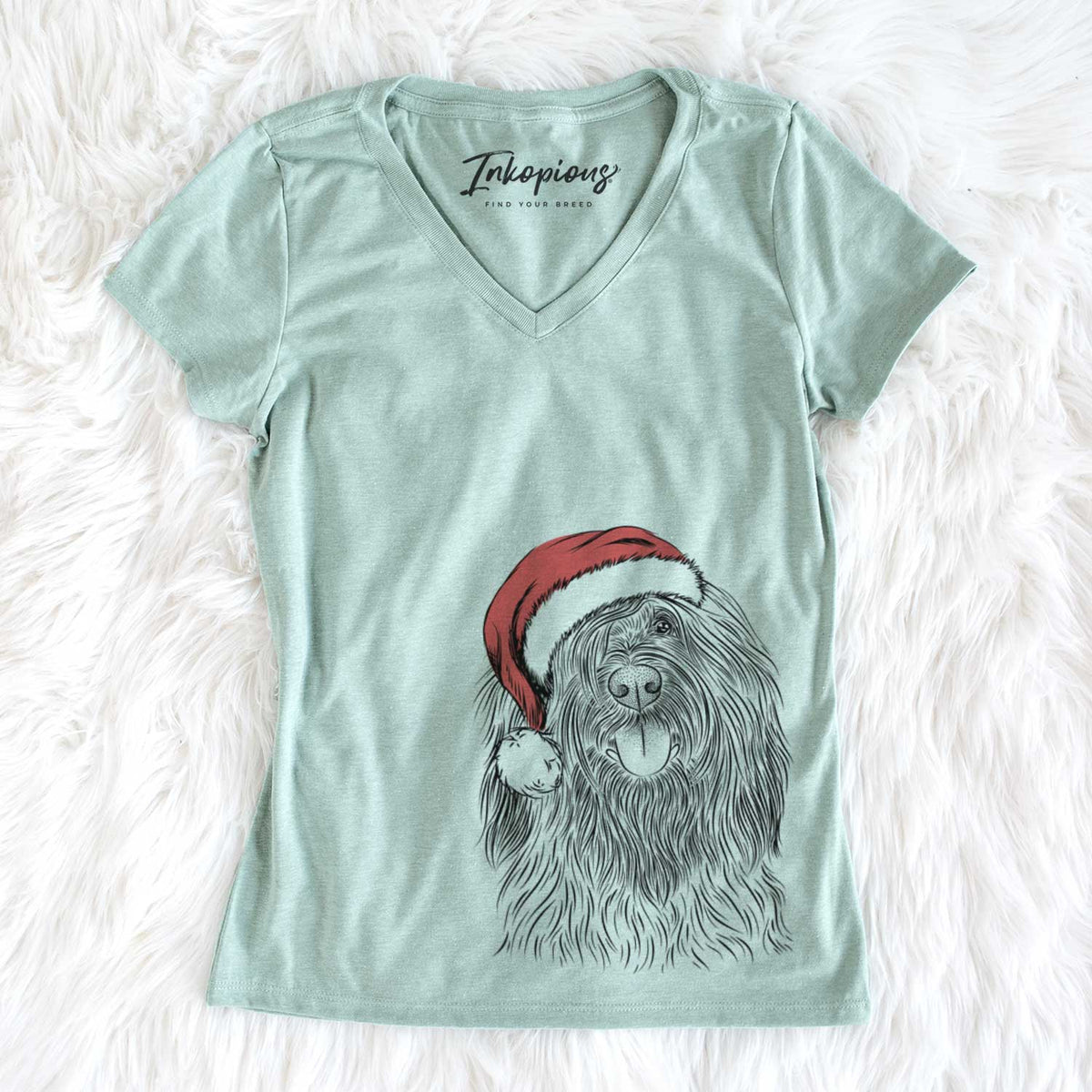 Santa Bundy the Briard - Women&#39;s V-neck Shirt