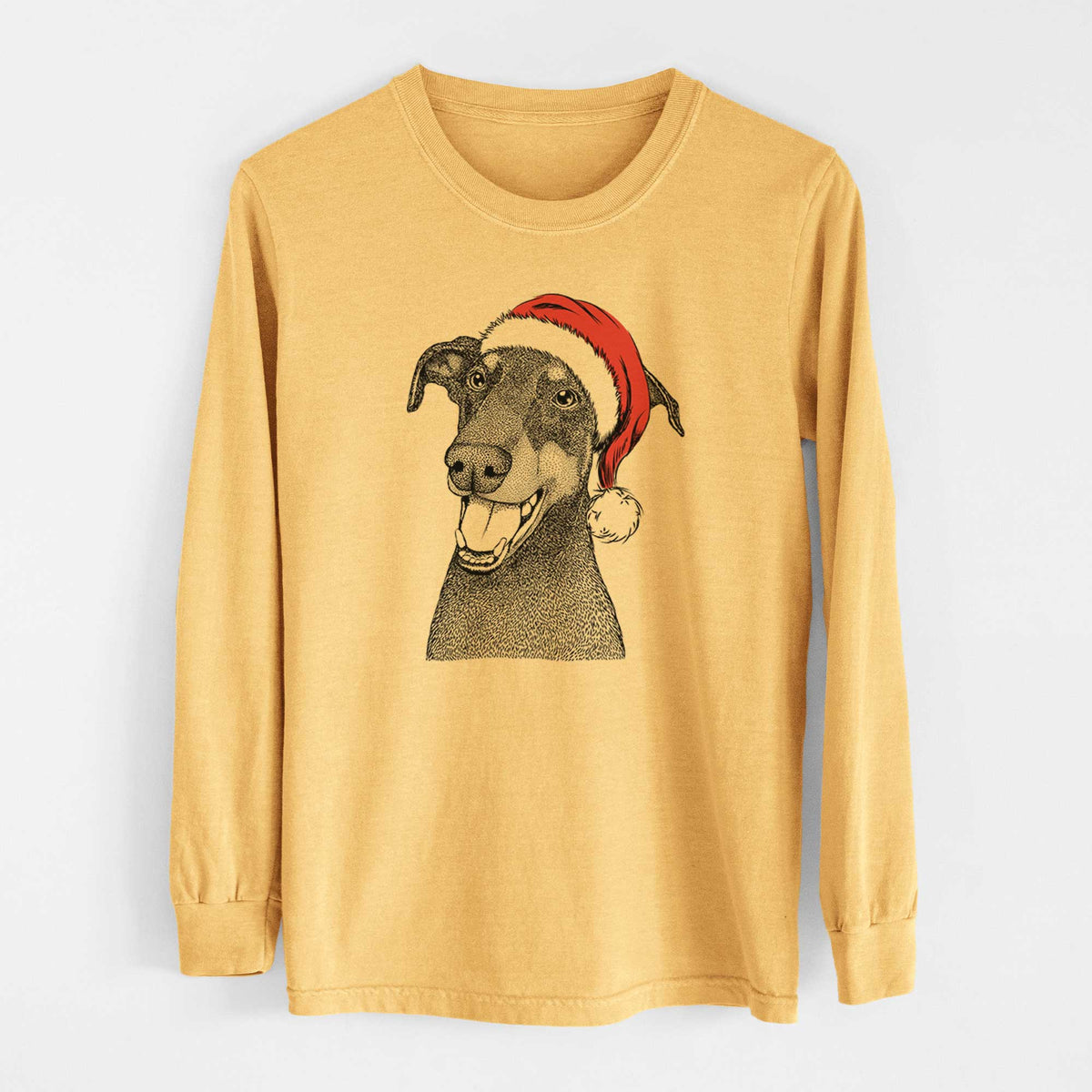Santa Bunnie the Doberman Pinscher - Heavyweight 100% Cotton Long Sleeve