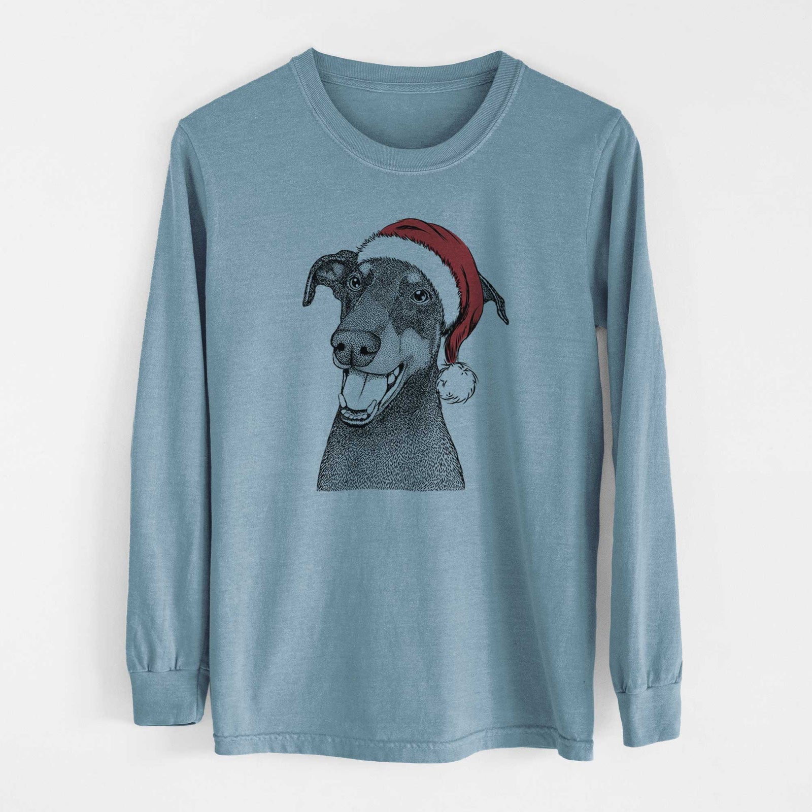 Santa Bunnie the Doberman Pinscher - Heavyweight 100% Cotton Long Sleeve