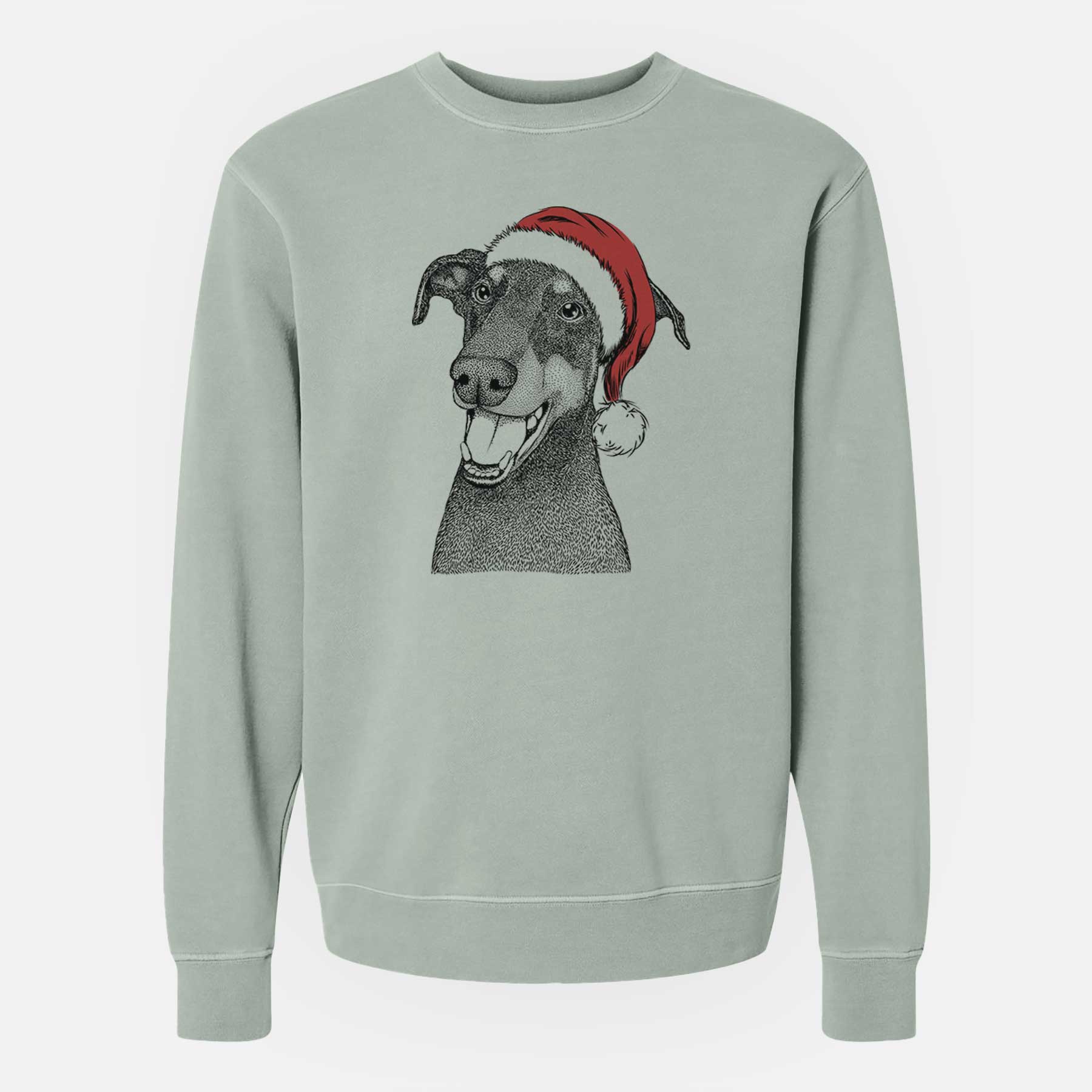 Santa Bunnie the Doberman Pinscher - Unisex Pigment Dyed Crew Sweatshirt