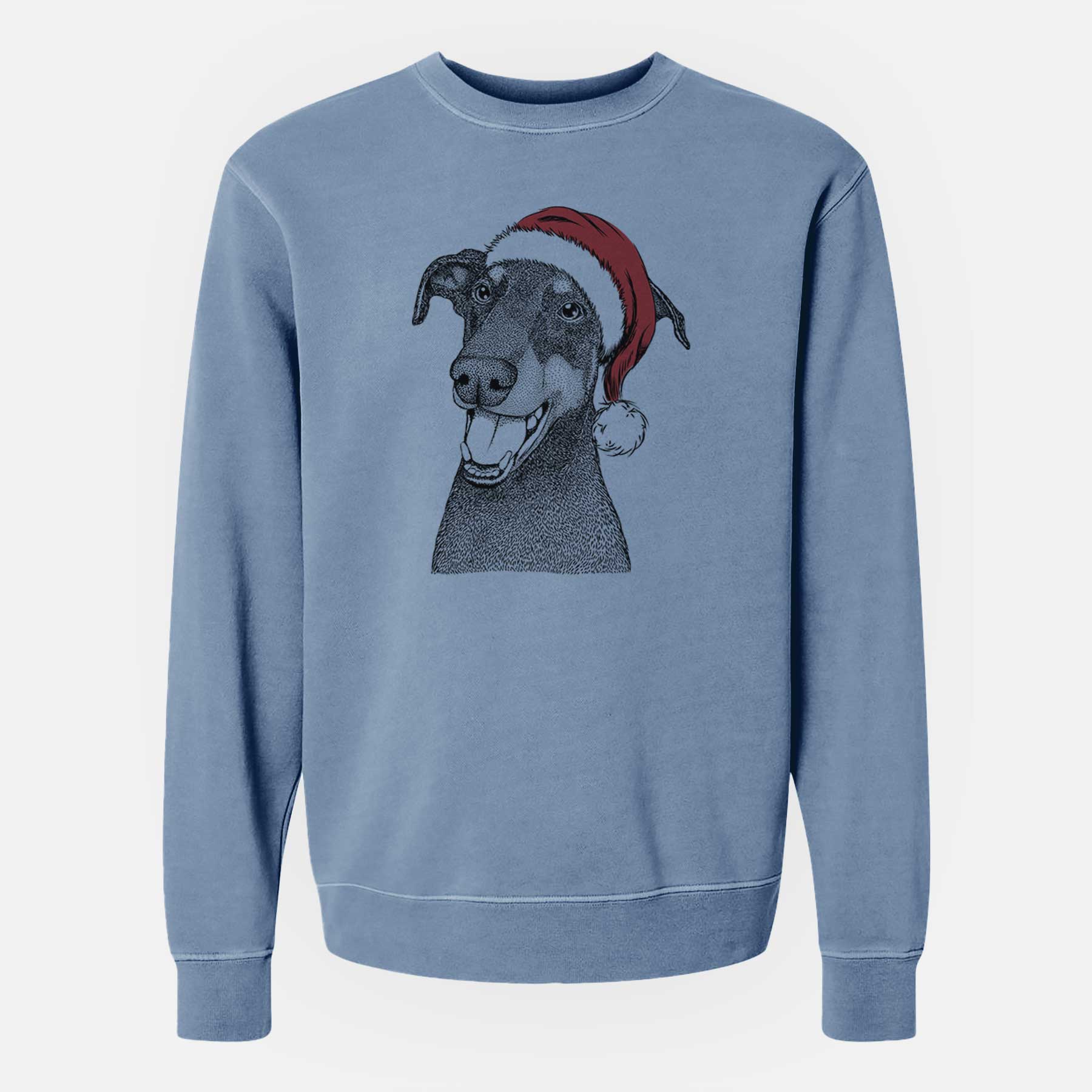 Santa Bunnie the Doberman Pinscher - Unisex Pigment Dyed Crew Sweatshirt