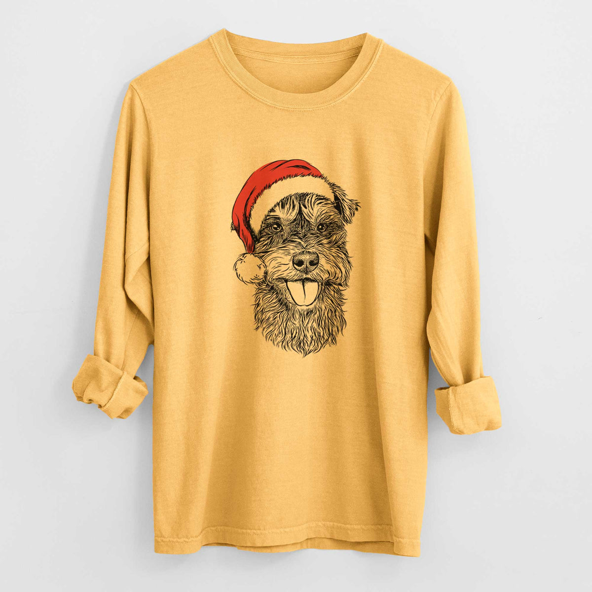 Santa Buster the Schnoodle - Heavyweight 100% Cotton Long Sleeve