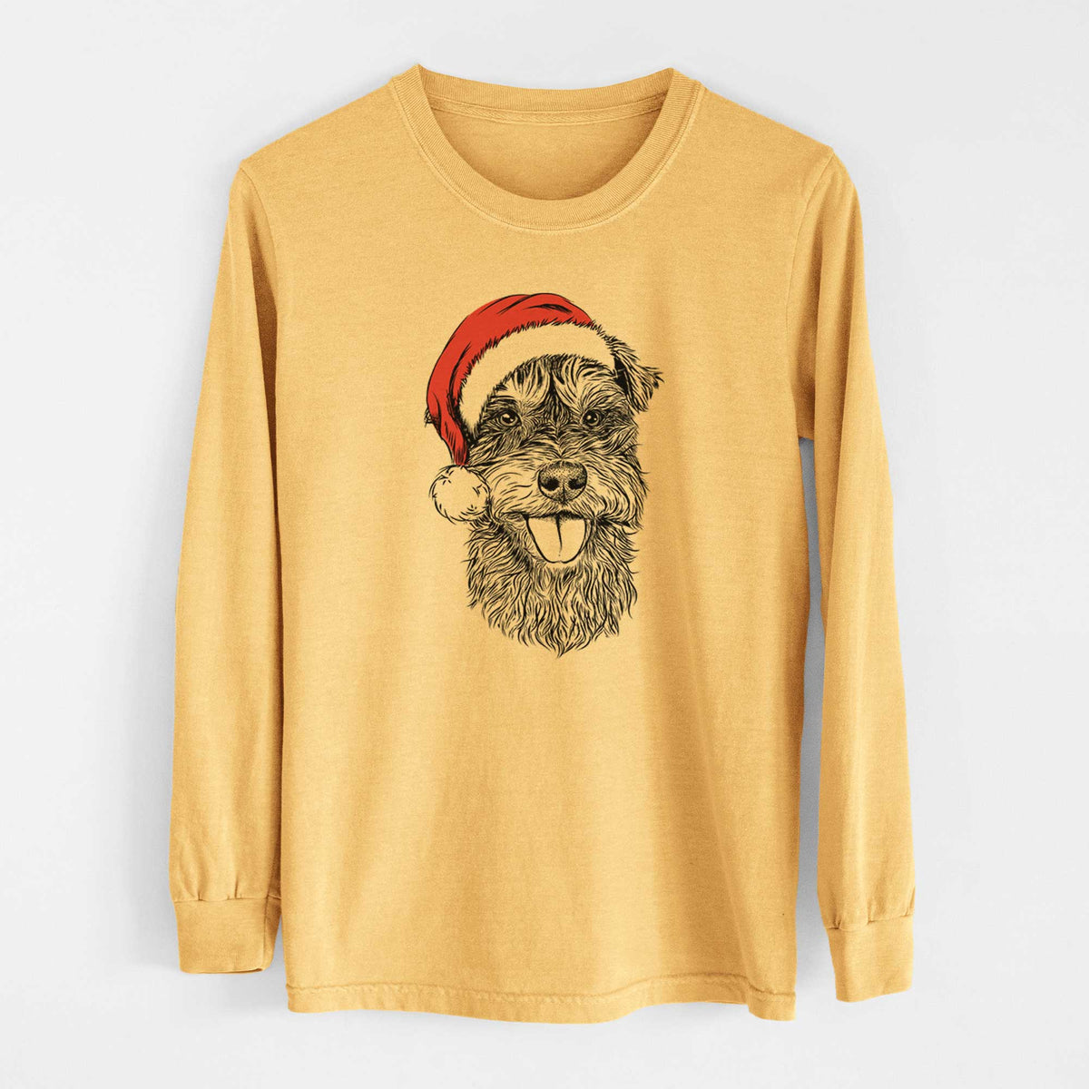 Santa Buster the Schnoodle - Heavyweight 100% Cotton Long Sleeve