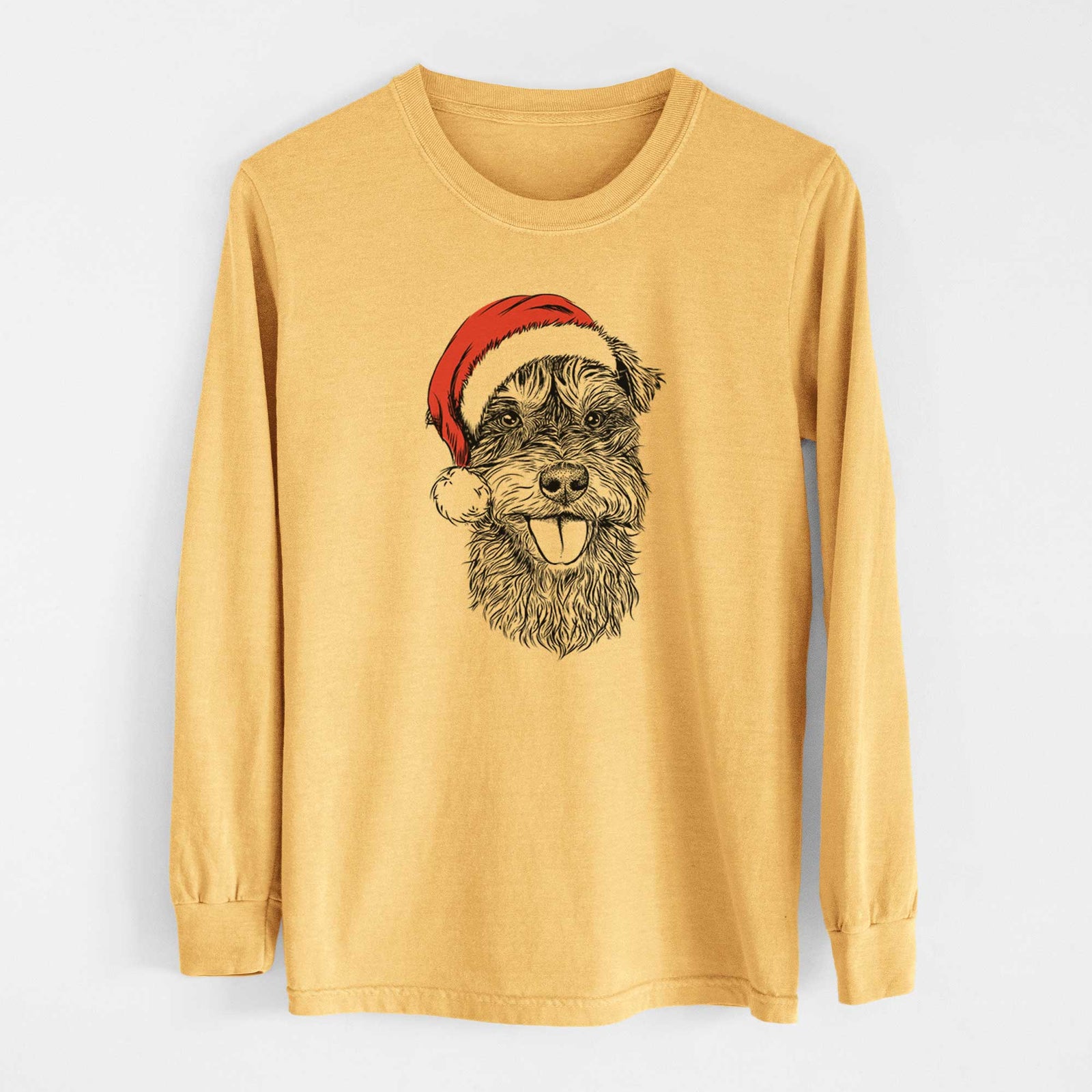 Santa Buster the Schnoodle - Heavyweight 100% Cotton Long Sleeve