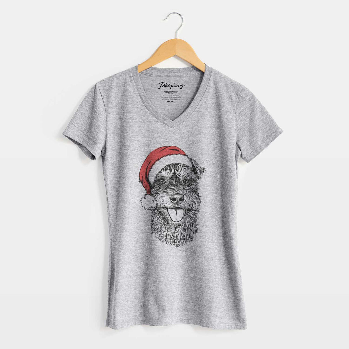 Santa Buster the Schnoodle - Women's V-neck Shirt