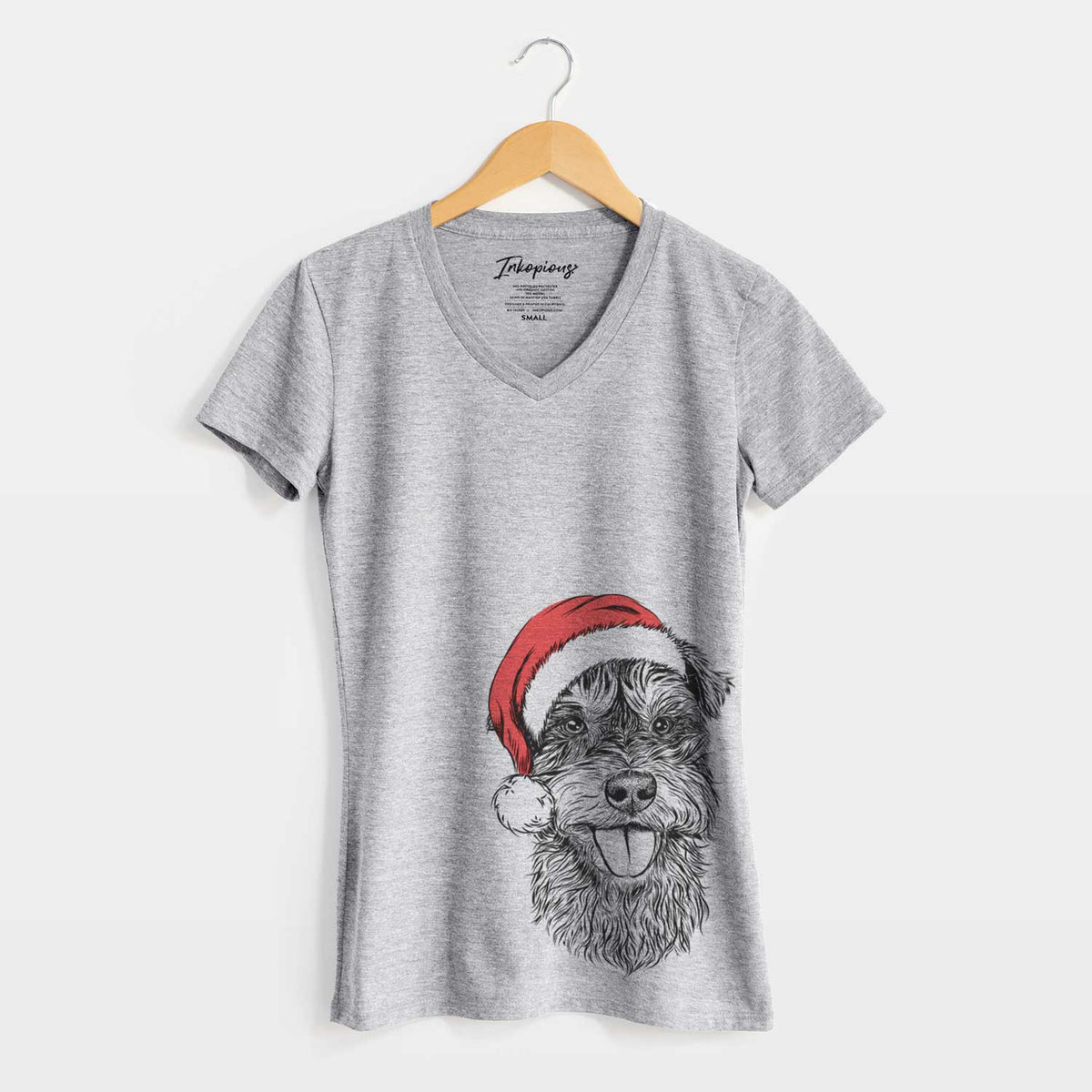 Santa Buster the Schnoodle - Women's V-neck Shirt