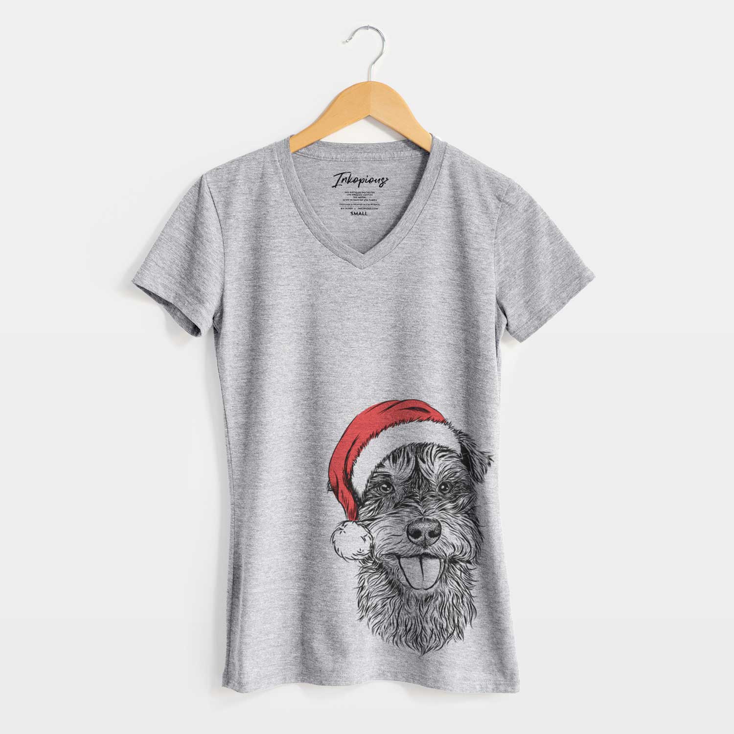 Santa Buster the Schnoodle - Women's V-neck Shirt