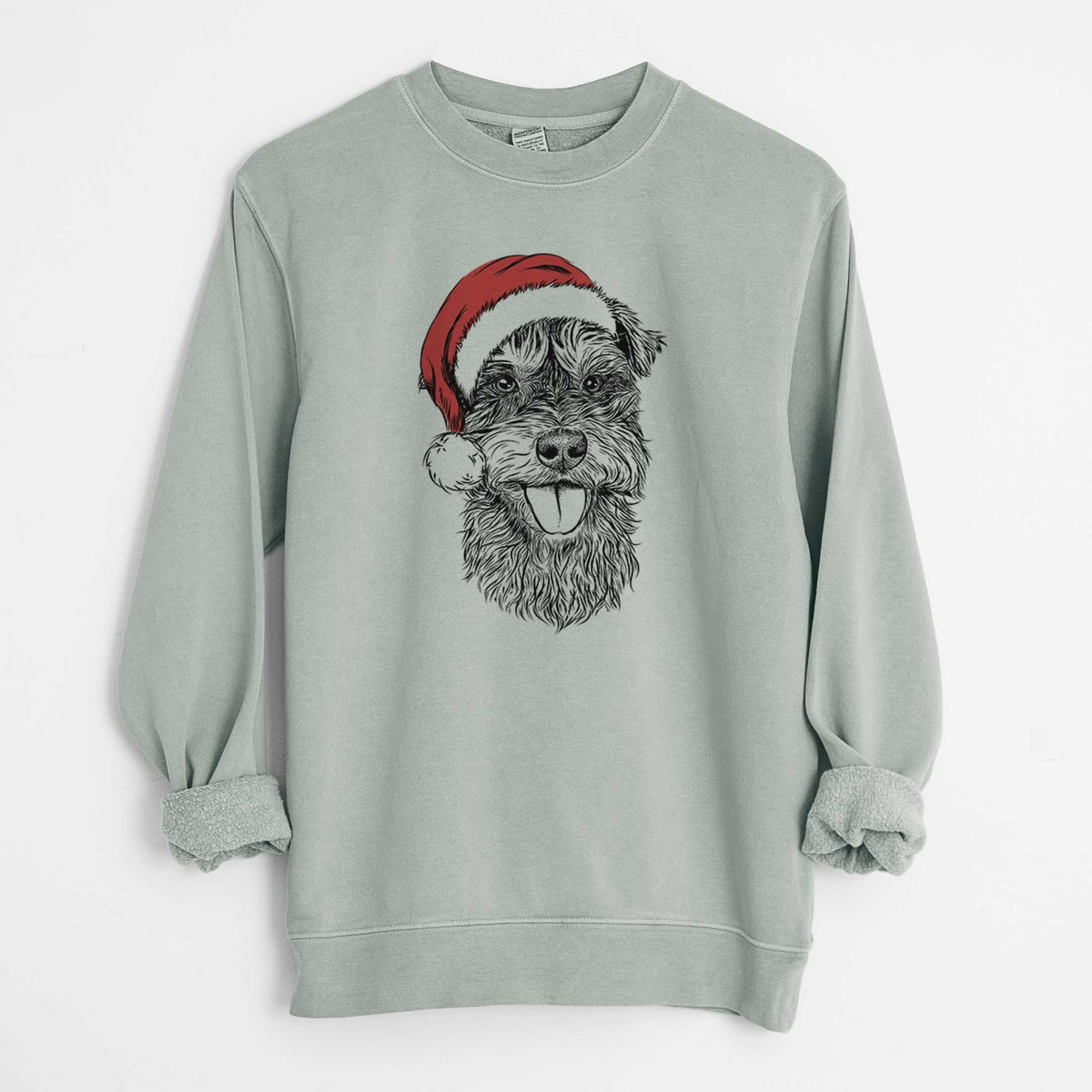 Santa Buster the Schnoodle - Unisex Pigment Dyed Crew Sweatshirt