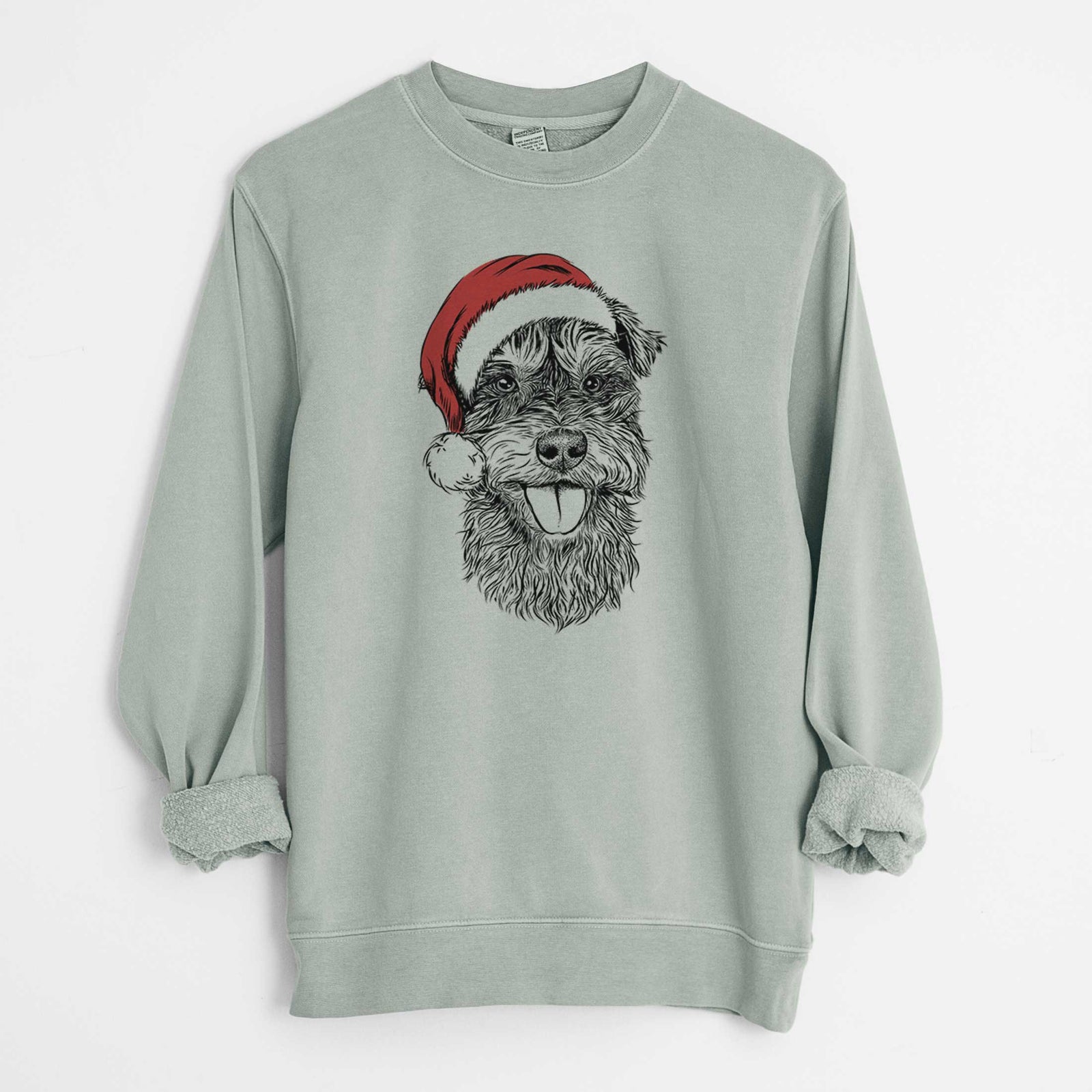 Santa Buster the Schnoodle - Unisex Pigment Dyed Crew Sweatshirt