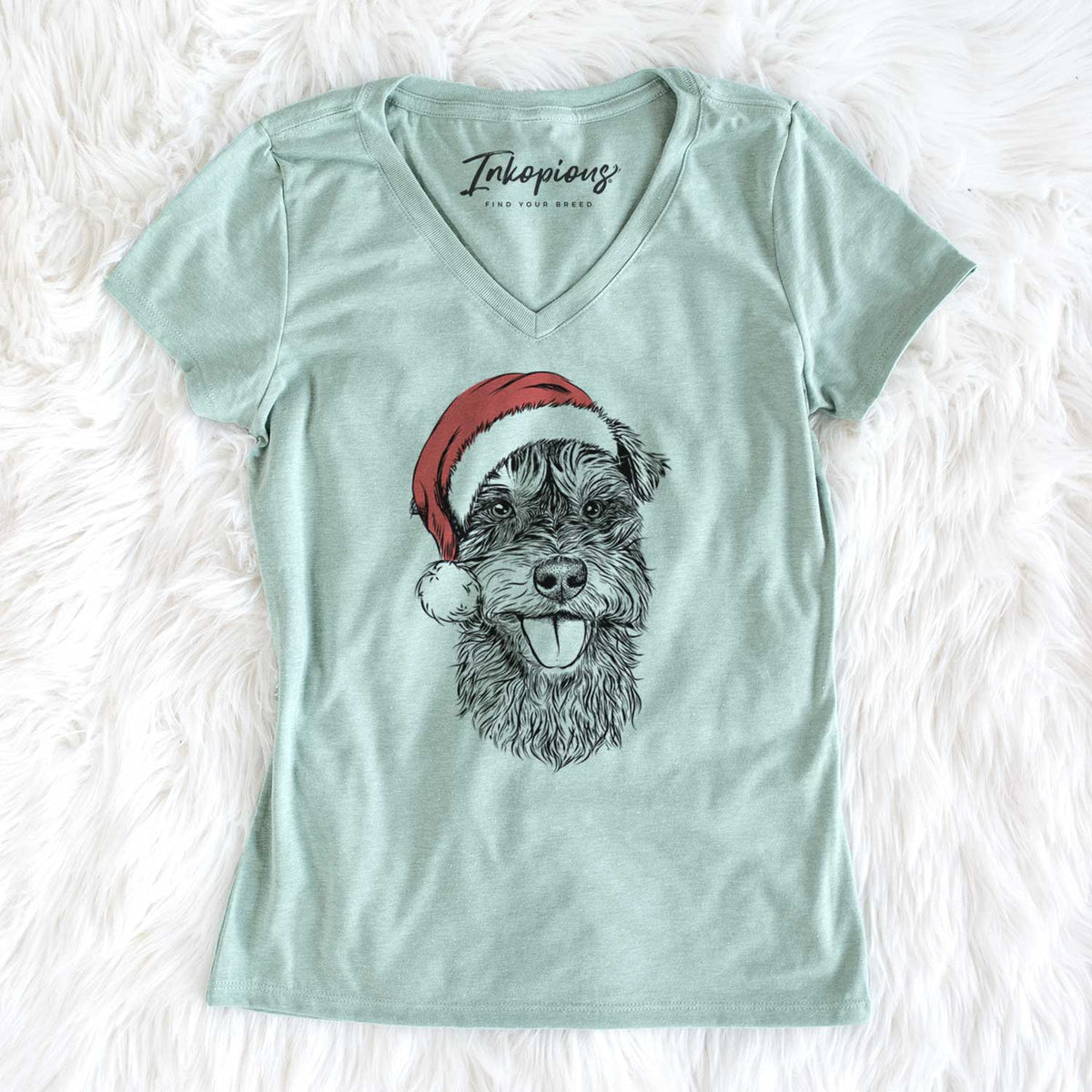 Santa Buster the Schnoodle - Women's V-neck Shirt
