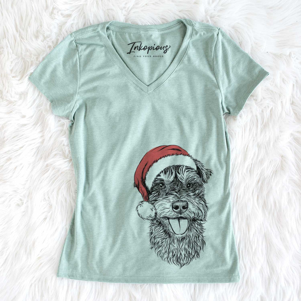 Santa Buster the Schnoodle - Women's V-neck Shirt