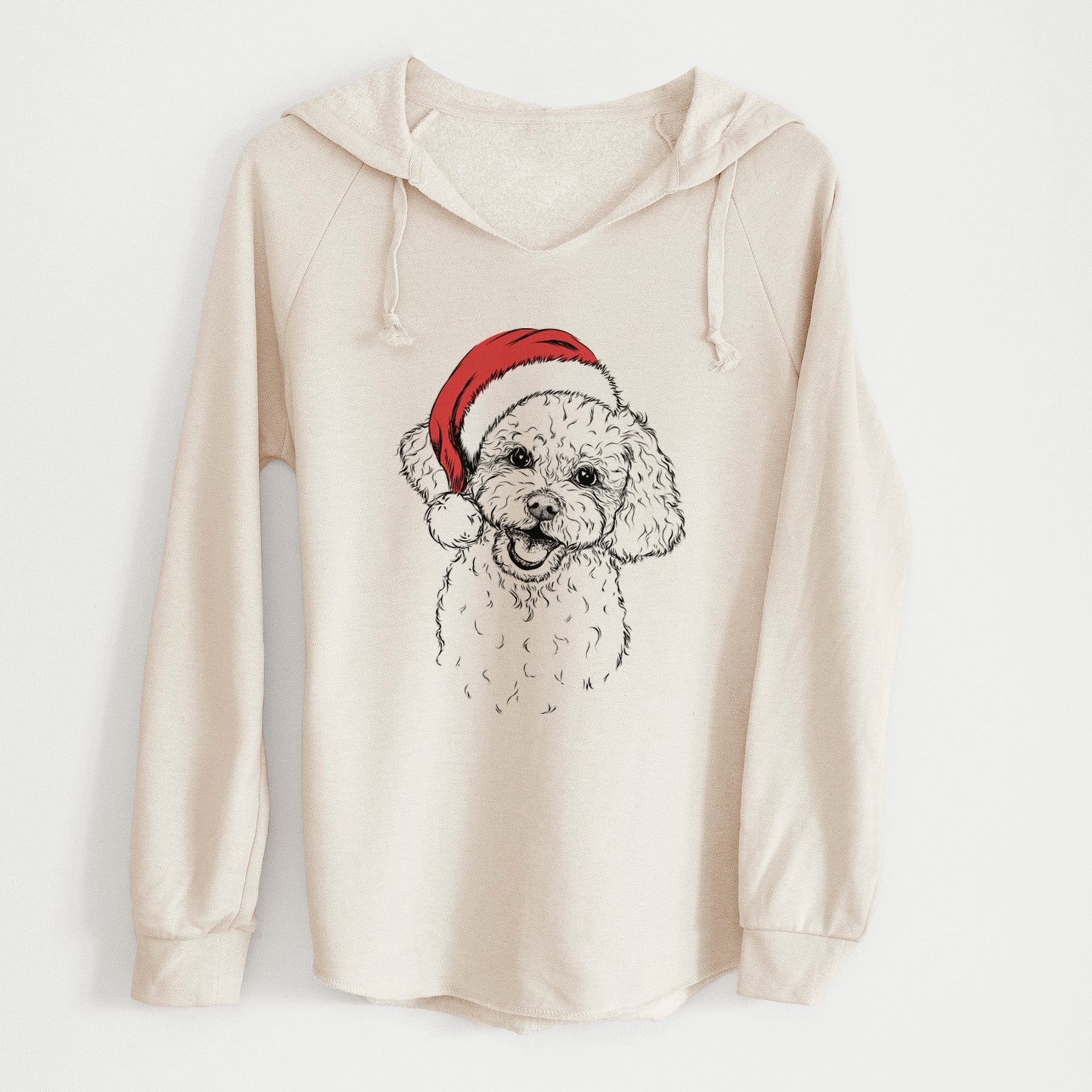 Santa Caesar the Bichon Frise - Cali Wave Hooded Sweatshirt