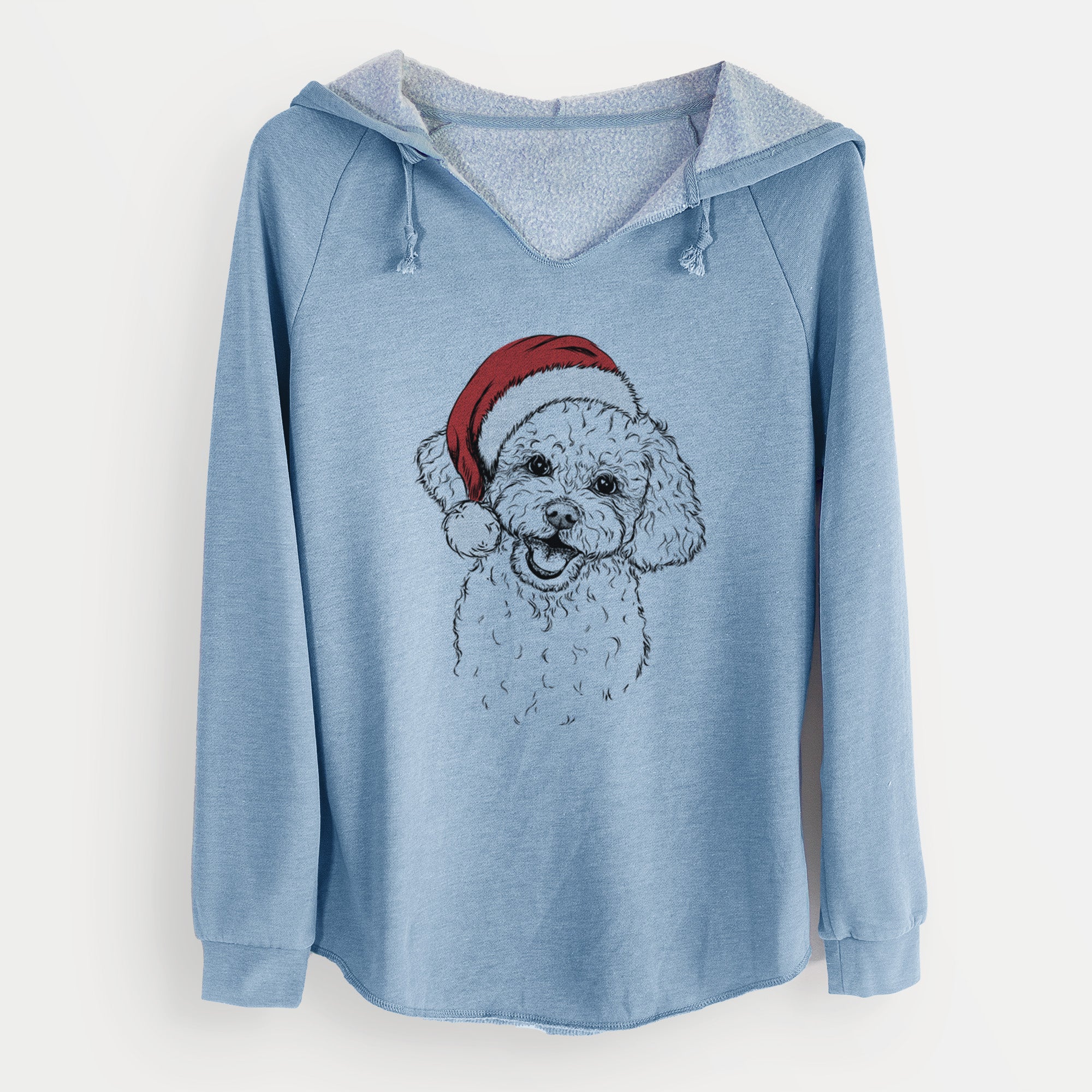 Santa Caesar the Bichon Frise - Cali Wave Hooded Sweatshirt