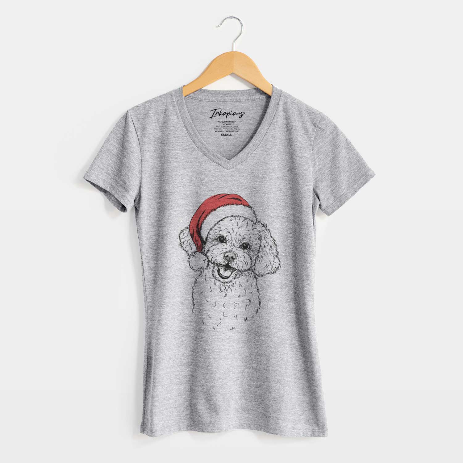 Santa Caesar the Bichon Frise - Women's V-neck Shirt
