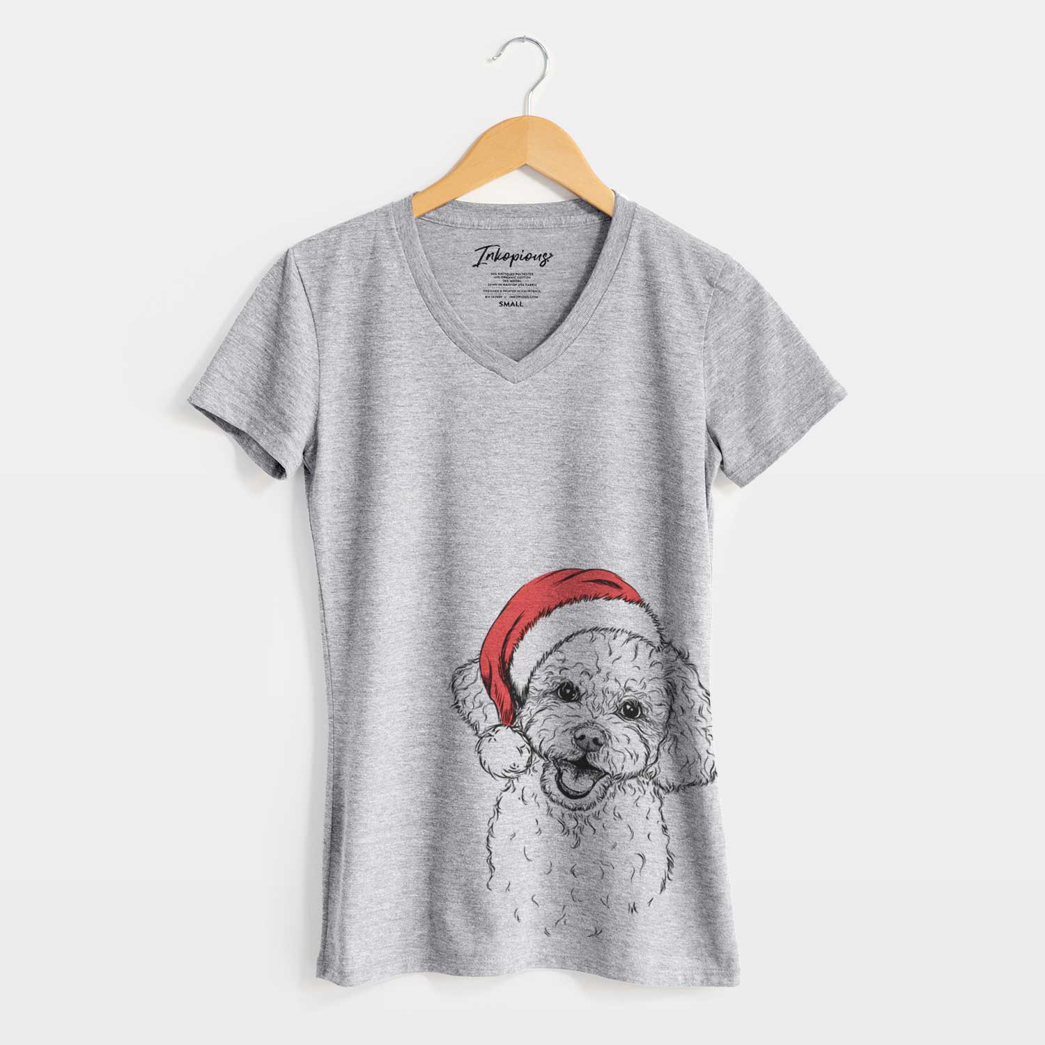 Santa Caesar the Bichon Frise - Women's V-neck Shirt