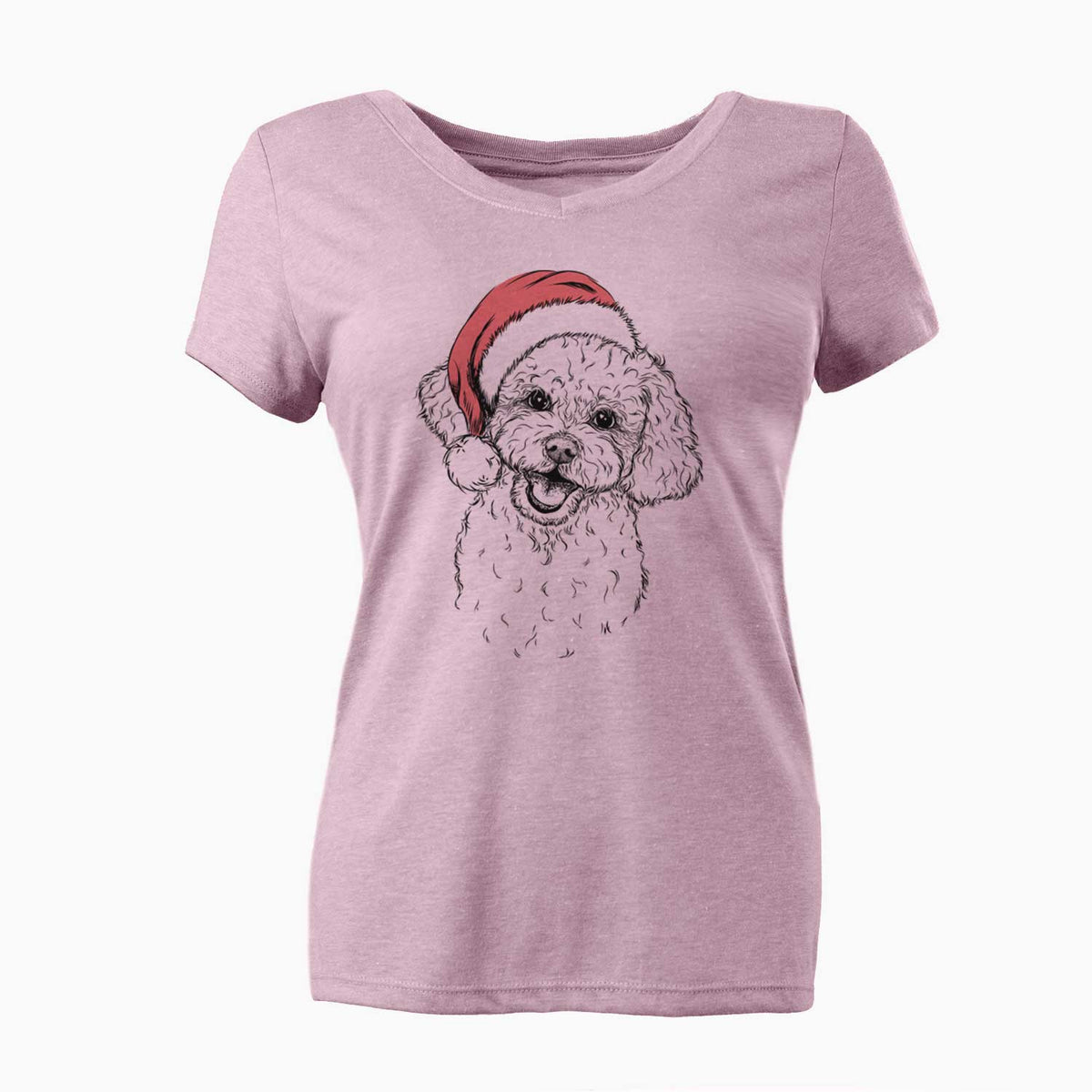 Santa Caesar the Bichon Frise - Women's V-neck Shirt