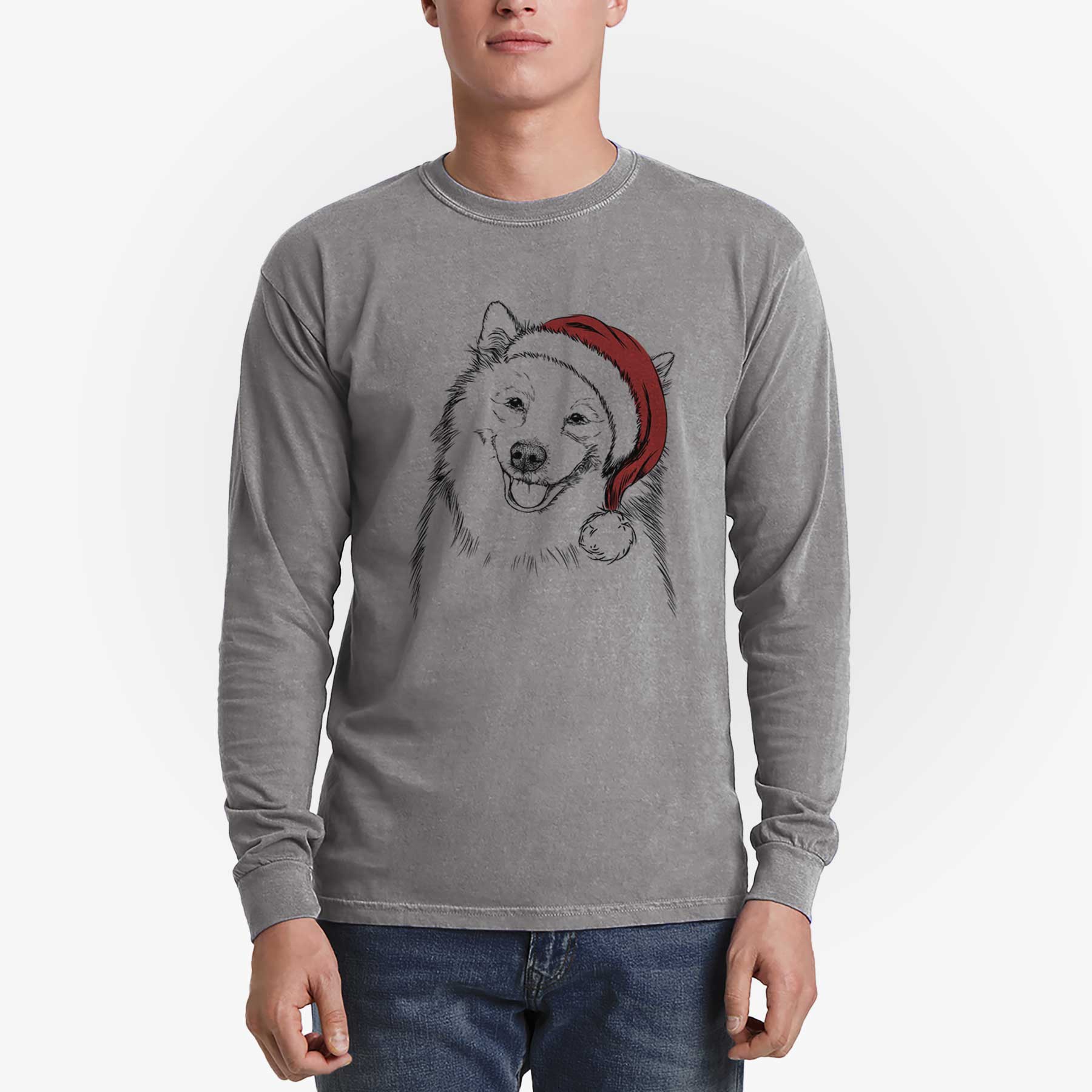 Santa Caico the Samoyed - Heavyweight 100% Cotton Long Sleeve