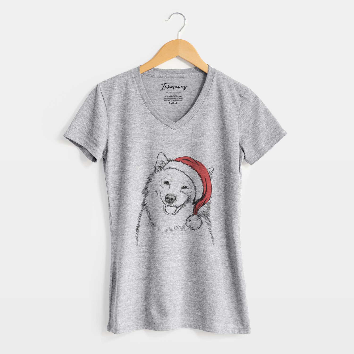 Santa Caico the Samoyed - Women's V-neck Shirt