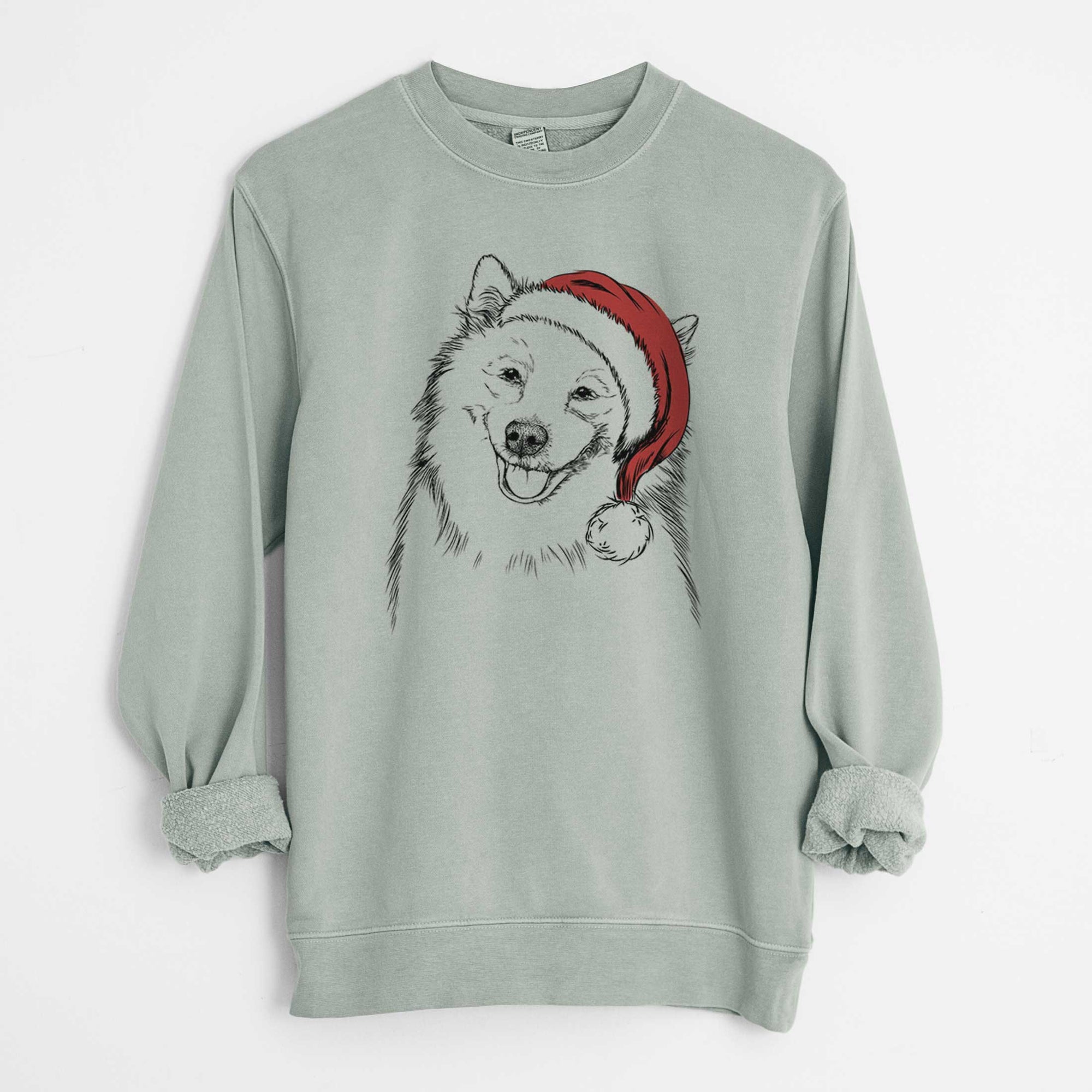 Santa Caico the Samoyed - Unisex Pigment Dyed Crew Sweatshirt