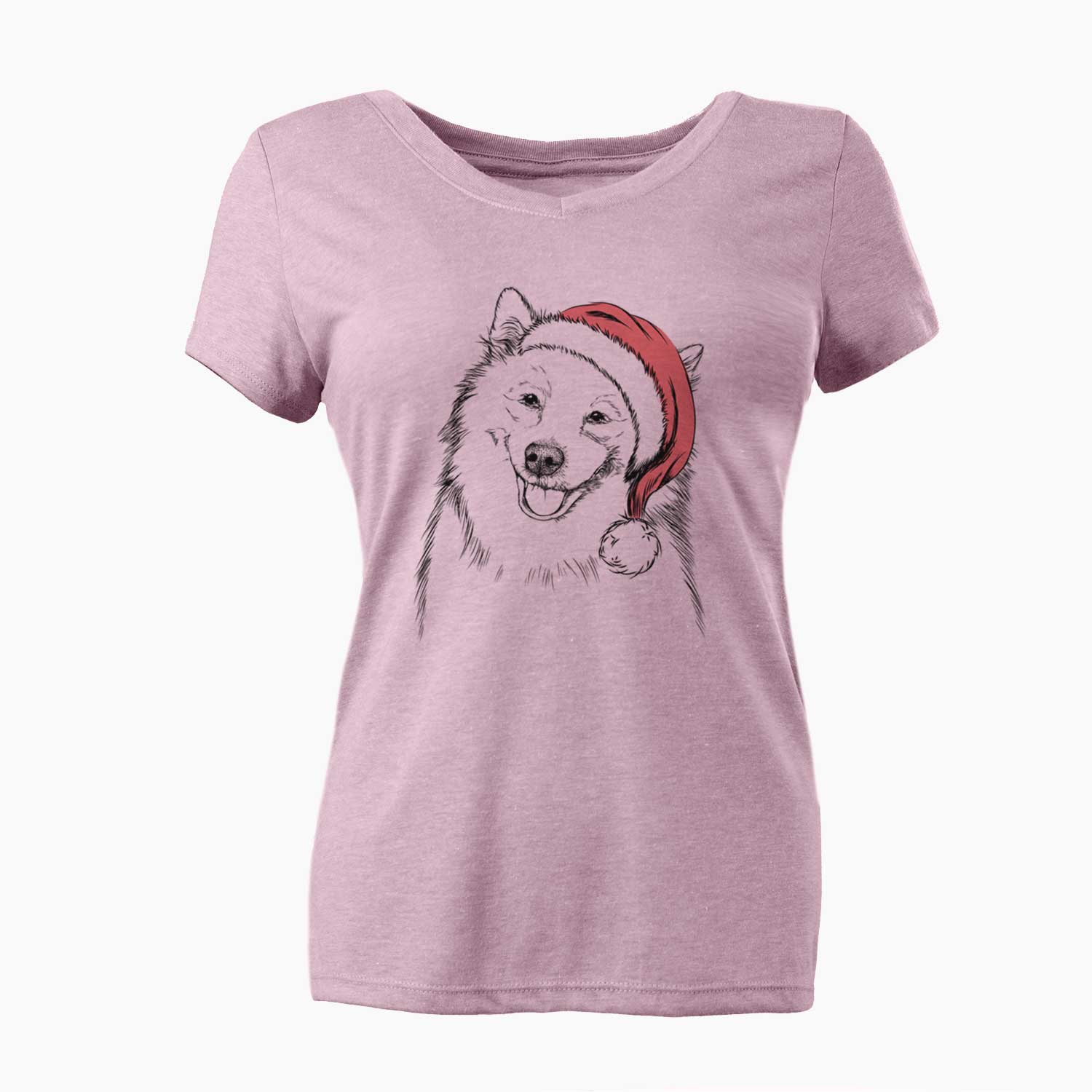 Santa Caico the Samoyed - Women's V-neck Shirt