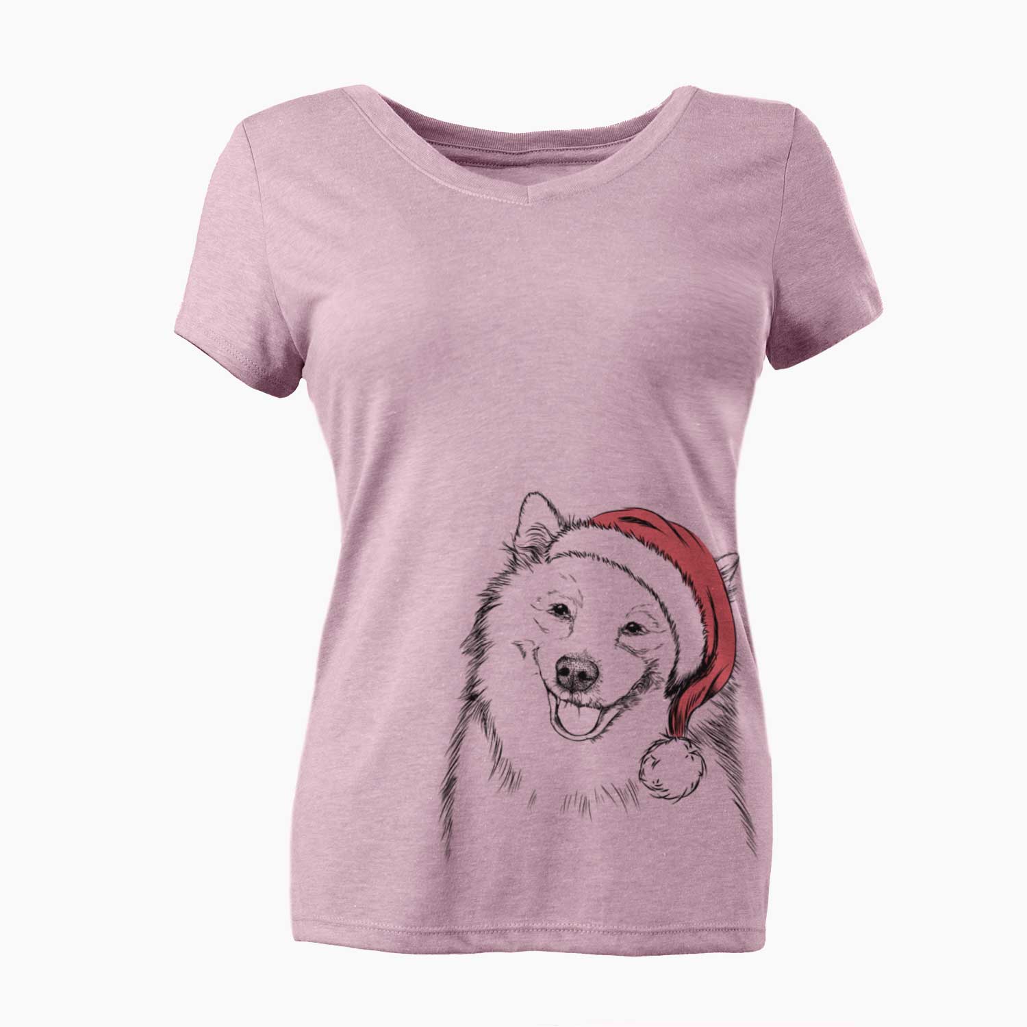 Santa Caico the Samoyed - Women's V-neck Shirt