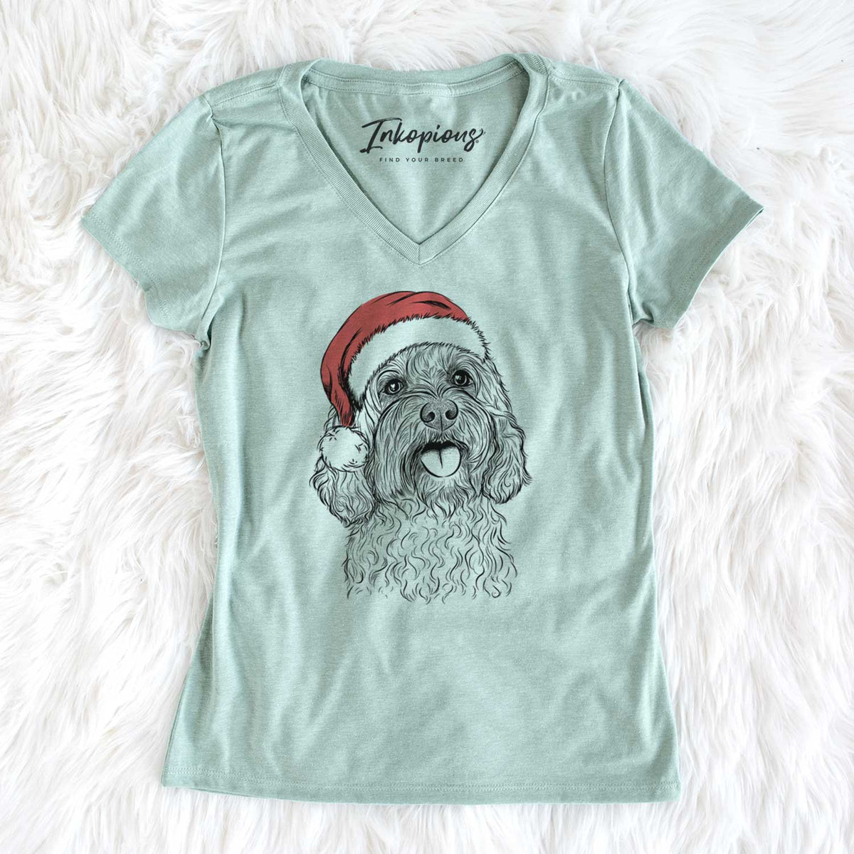 Santa Cali the Cavapoo - Women's V-neck Shirt