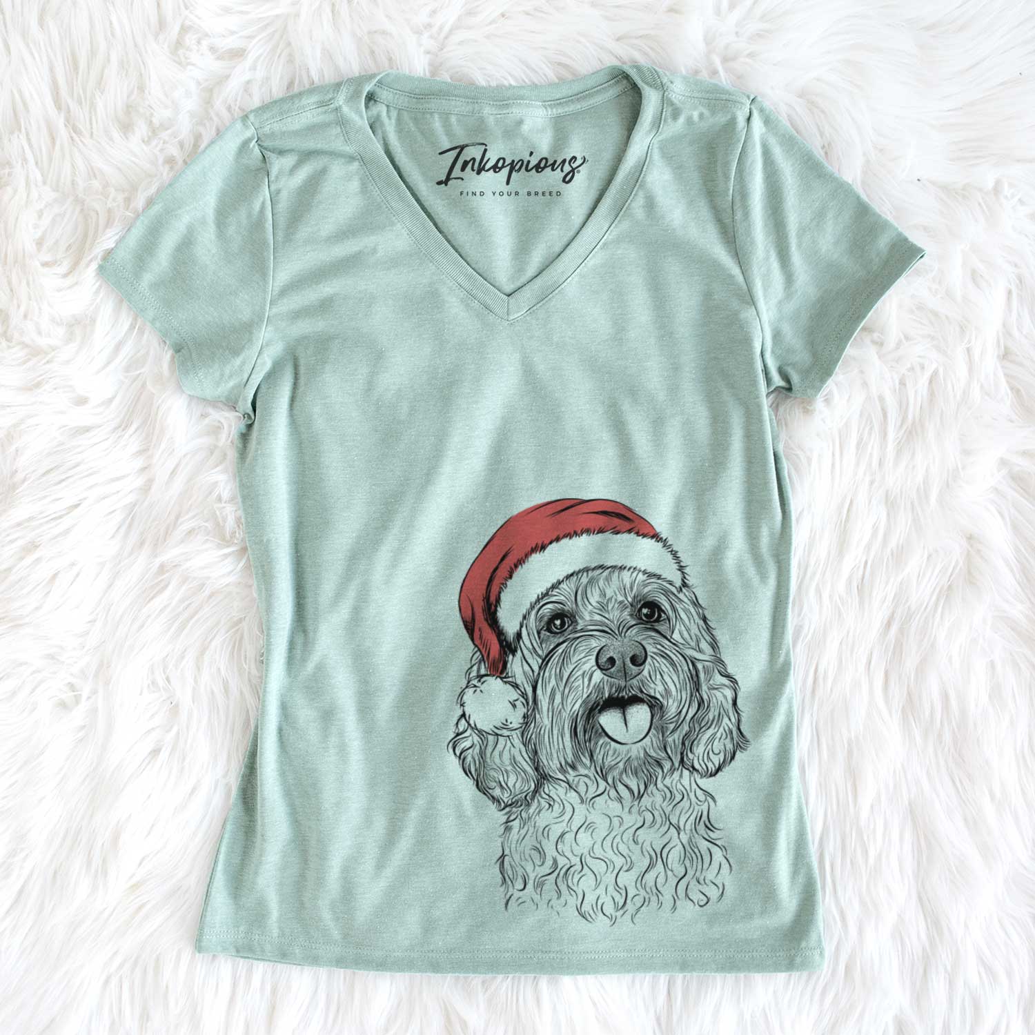 Santa Cali the Cavapoo - Women's V-neck Shirt