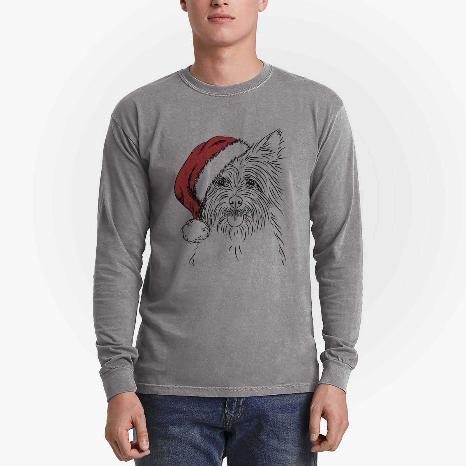 Santa Calum the Cairn Terrier - Heavyweight 100% Cotton Long Sleeve