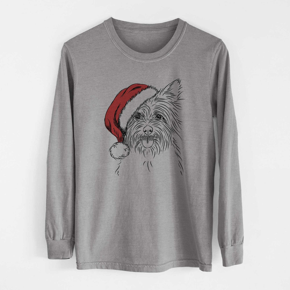 Santa Calum the Cairn Terrier - Heavyweight 100% Cotton Long Sleeve