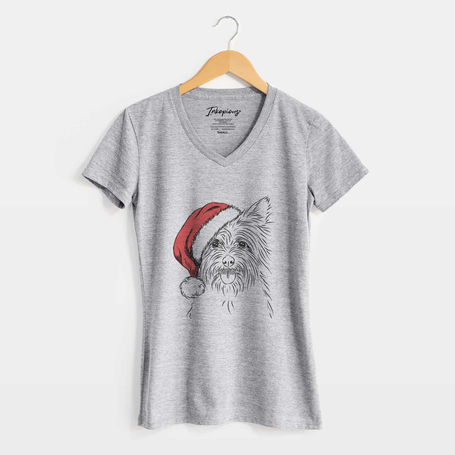 Santa Calum the Cairn Terrier - Women's V-neck Shirt