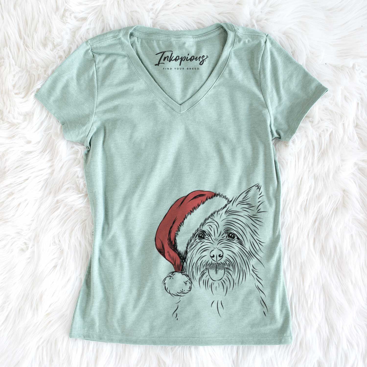 Santa Calum the Cairn Terrier - Women's V-neck Shirt