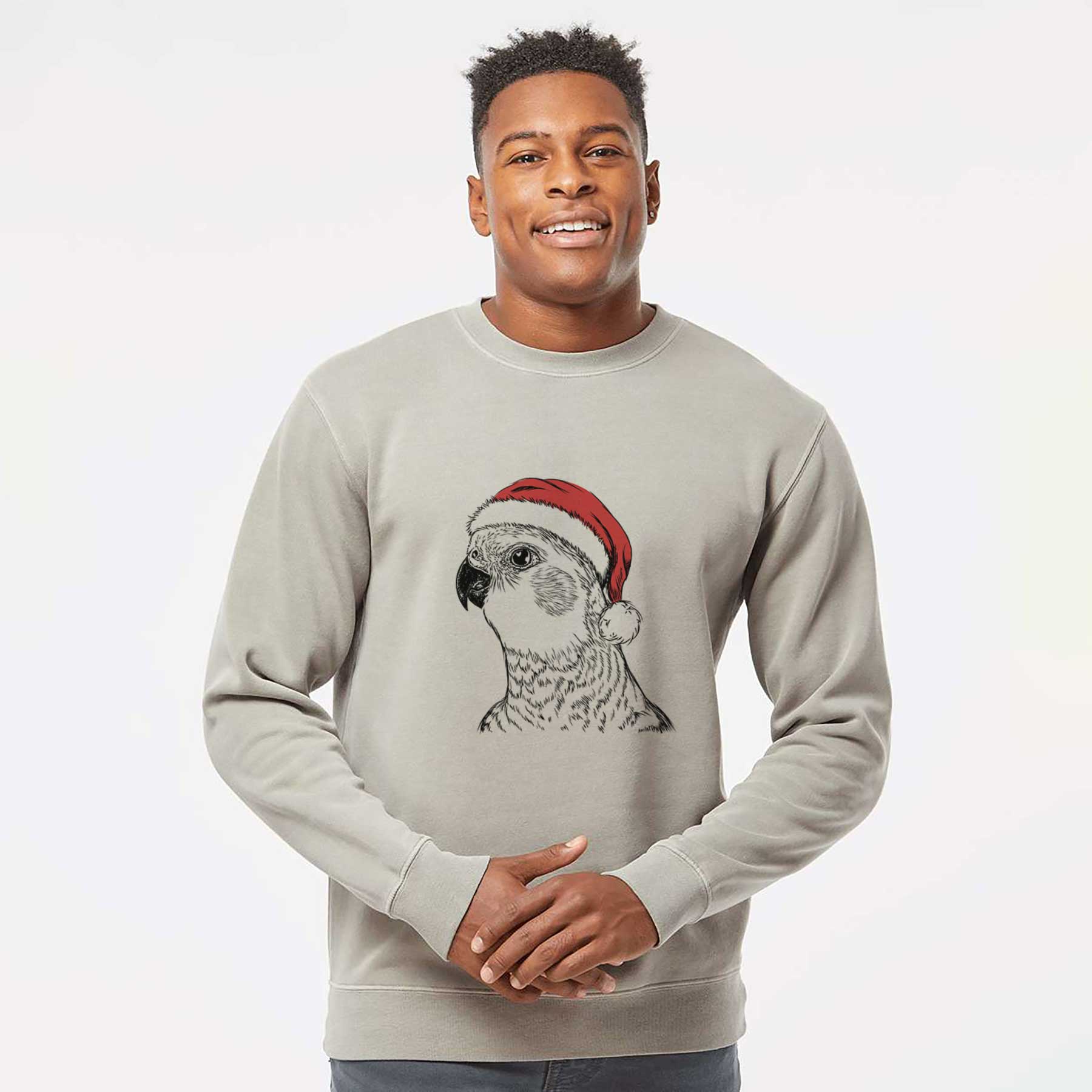 Santa Candy the Cockatiel - Unisex Pigment Dyed Crew Sweatshirt