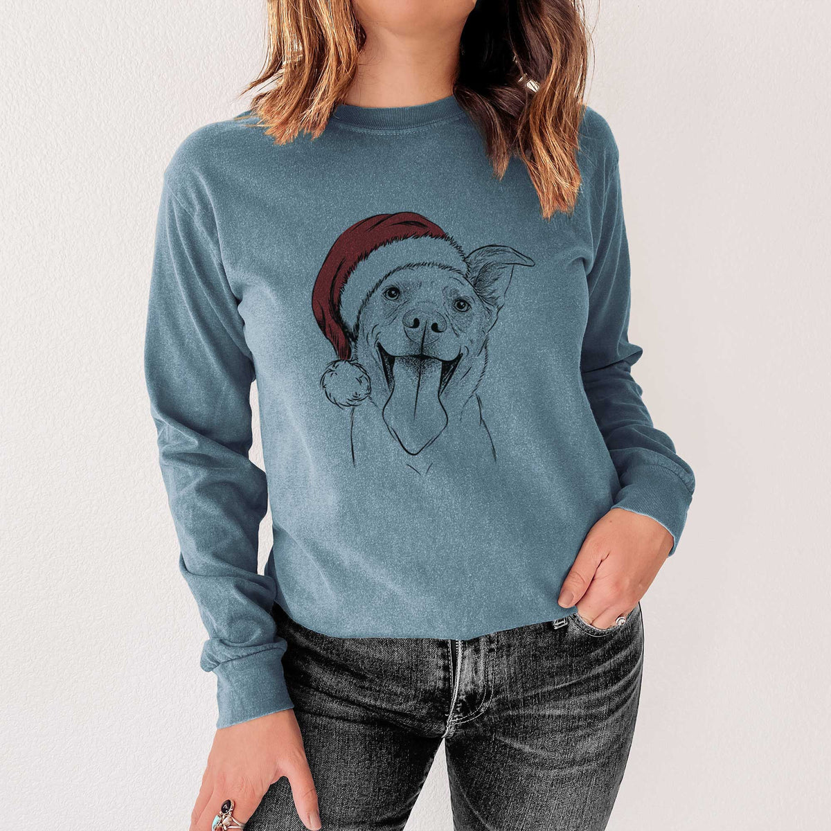 Santa Candy the Mixed Breed - Heavyweight 100% Cotton Long Sleeve